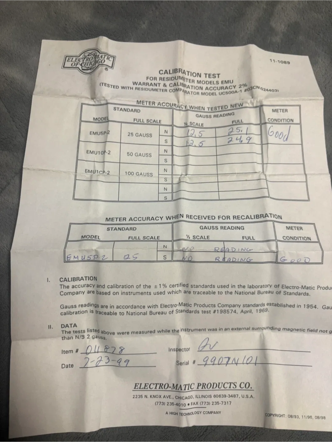 Electro-Matic Products Co. Model EMU5 Residometer image indicator(6)