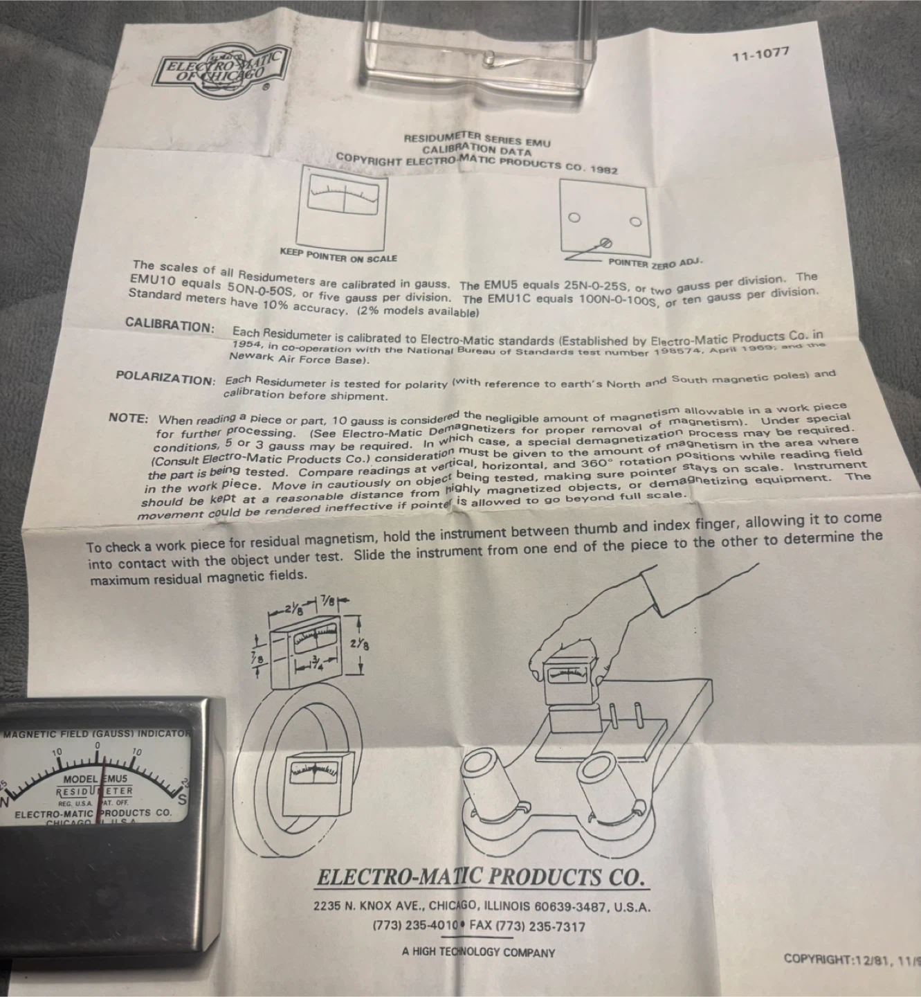 Electro-Matic Products Co. Model EMU5 Residometer - photo 5