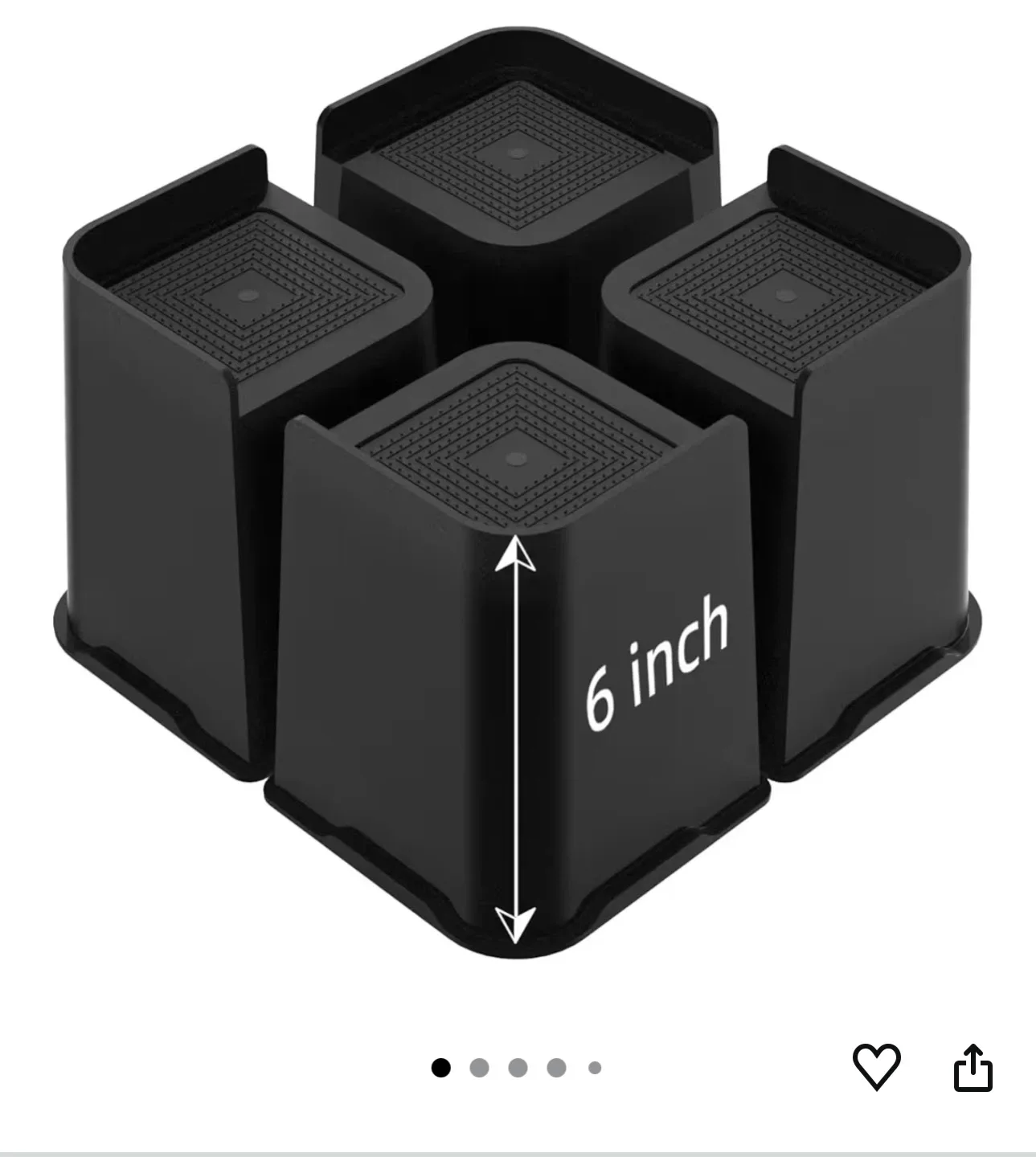 6-inch Black Furniture Risers (Set of 4)