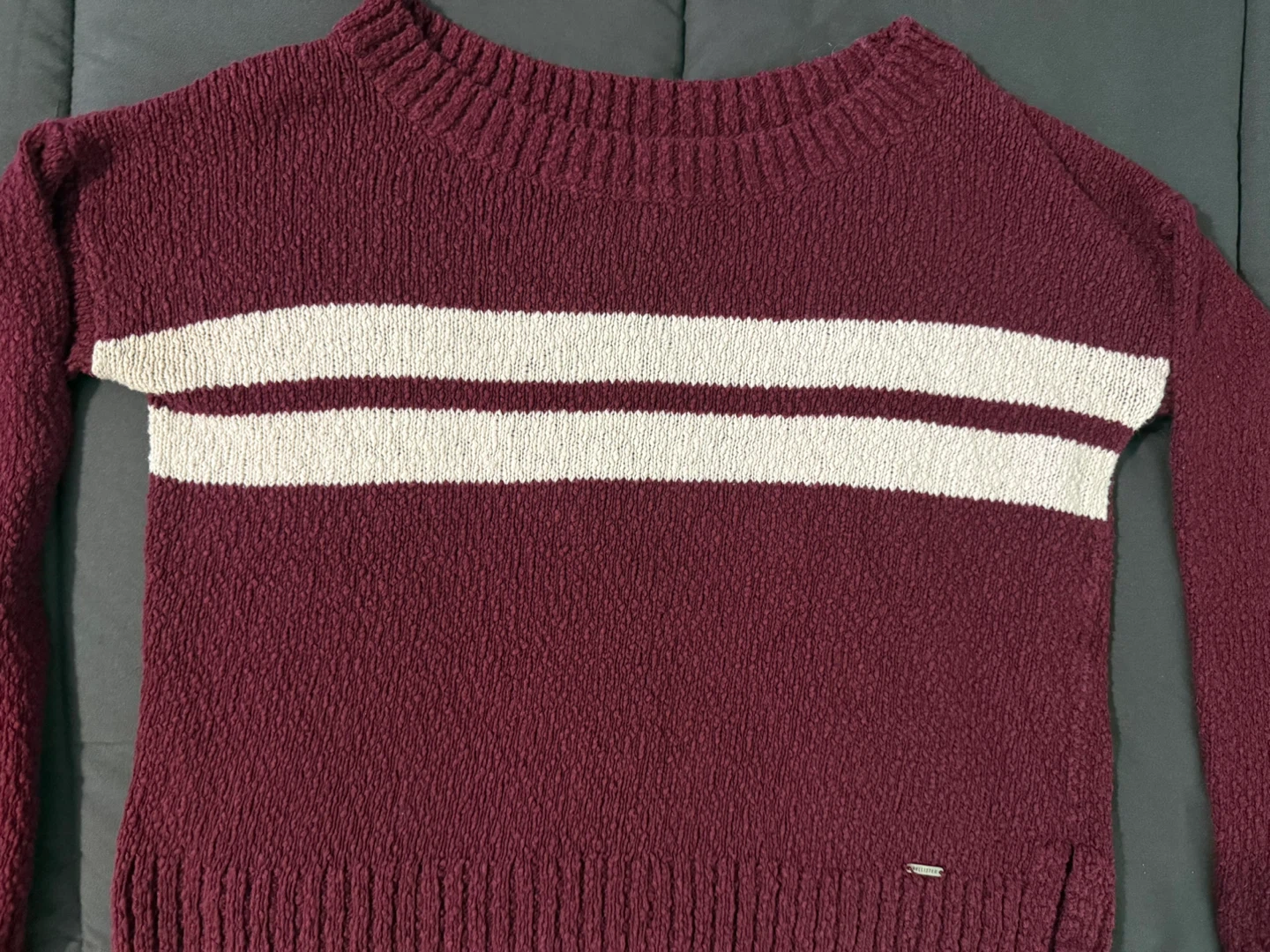 Hollister Burgundy Striped Sweater - Size S