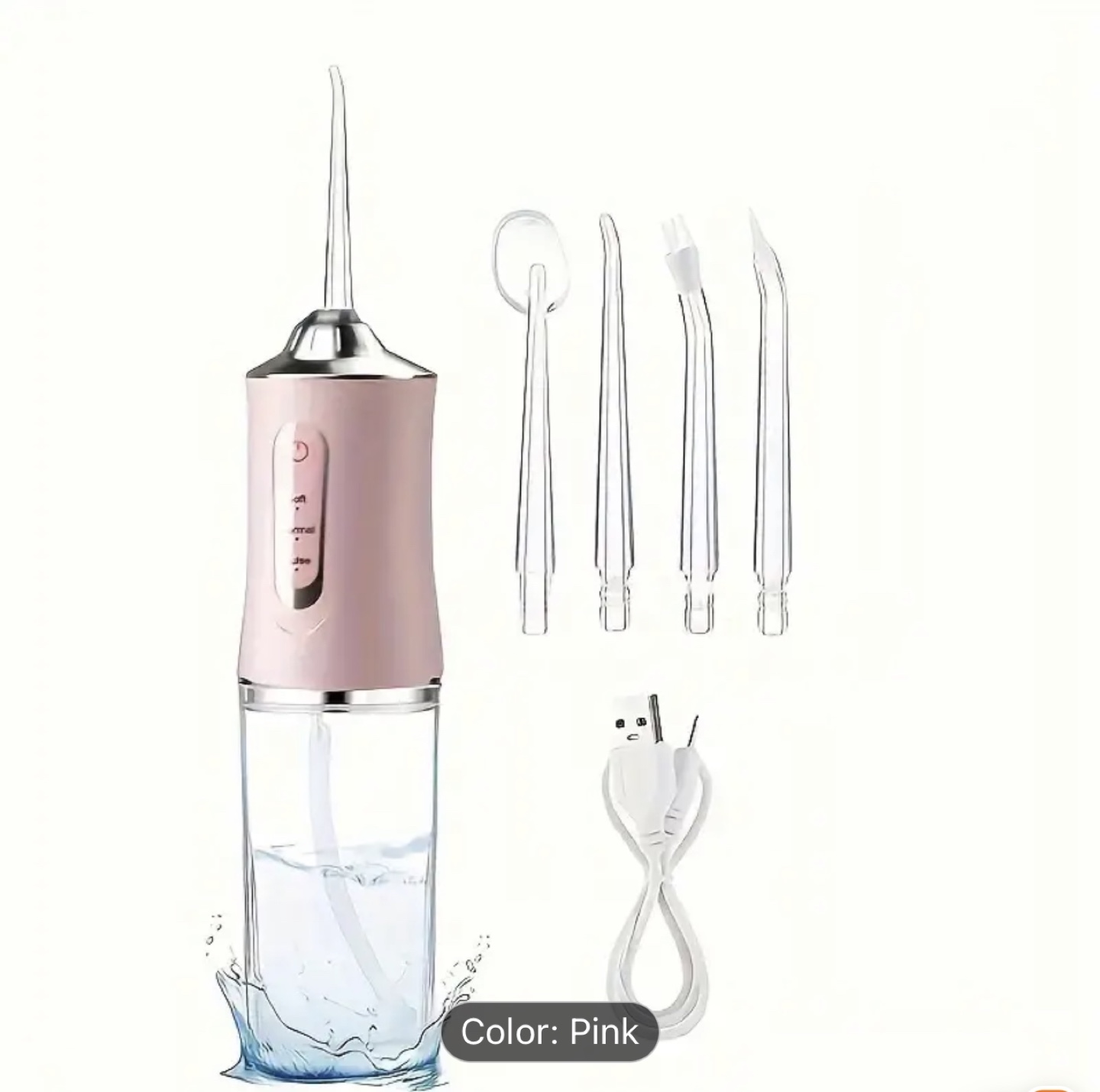Brand New-Pink Portable Dental Water Flosser with 4 Nozzles