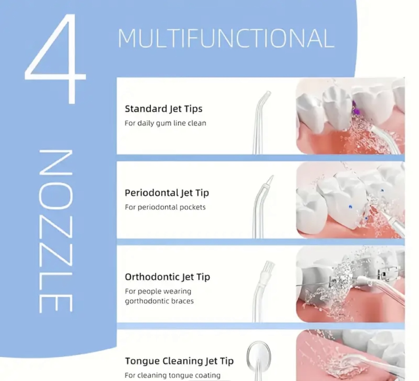 Brand New-Pink Portable Dental Water Flosser with 4 Nozzles - photo 4