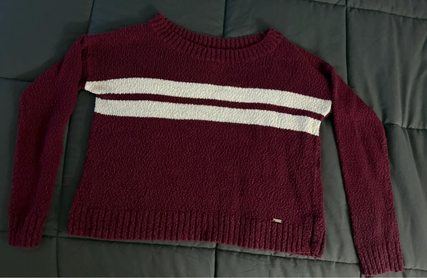 Hollister Burgundy Striped Sweater - Size S - photo 3