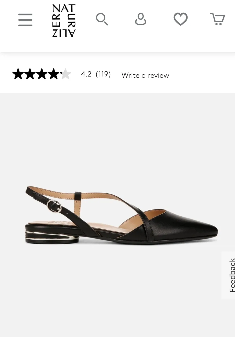 Naturalizer Hawaii Black Leather Slingback Flats - Size 9.5 image indicator(2)