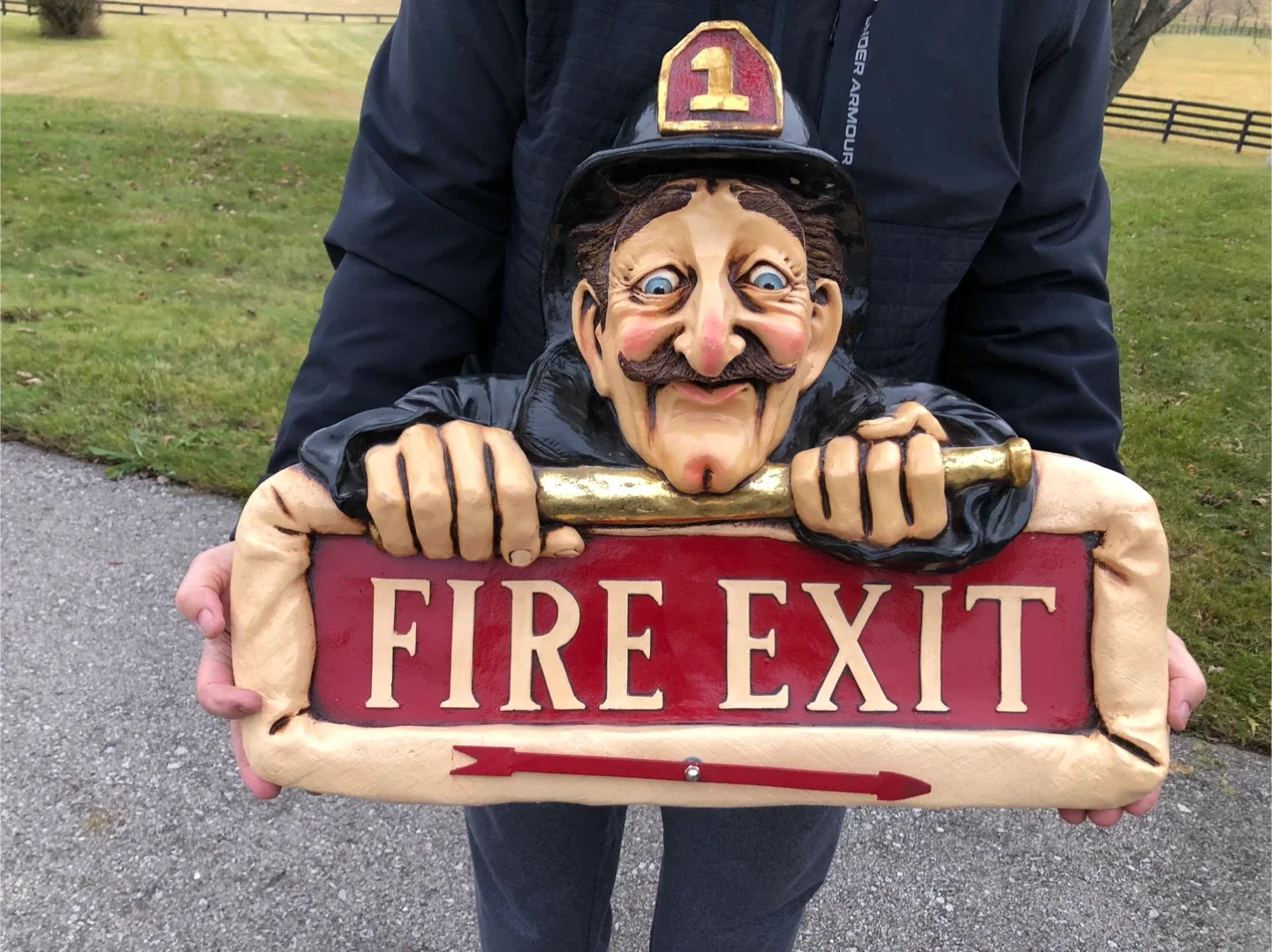 Vintage Fire Exit Sign - Fireman Decor image indicator(4)