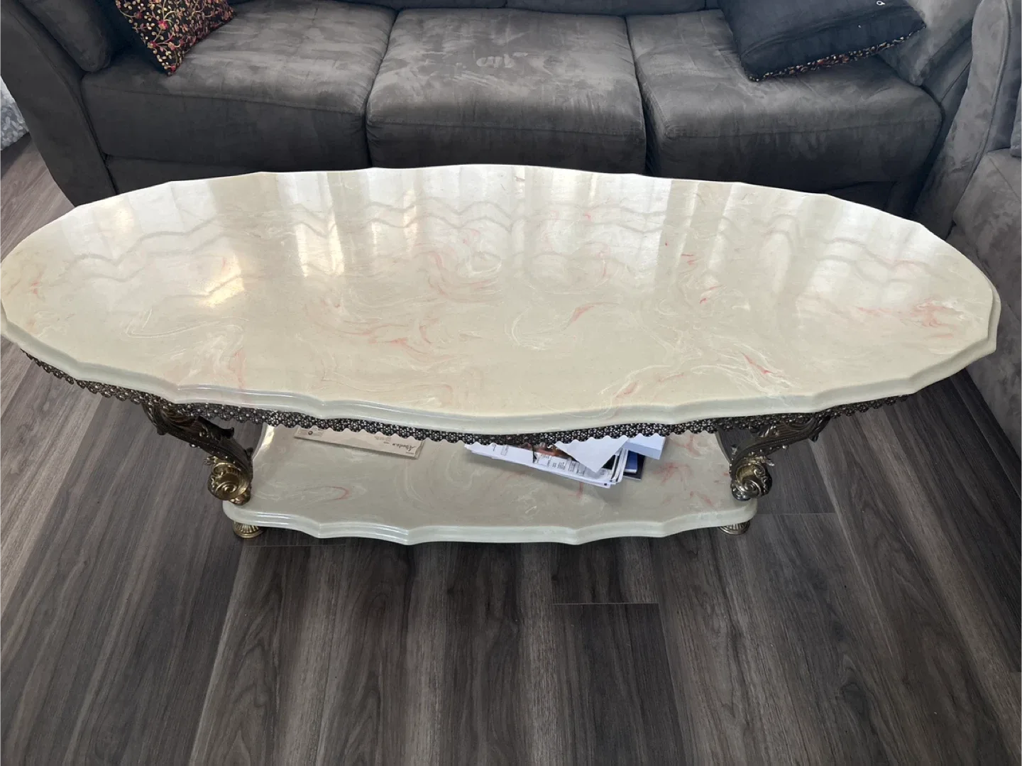 Oval Coffee Table - Marble Effect Top image indicator(2)