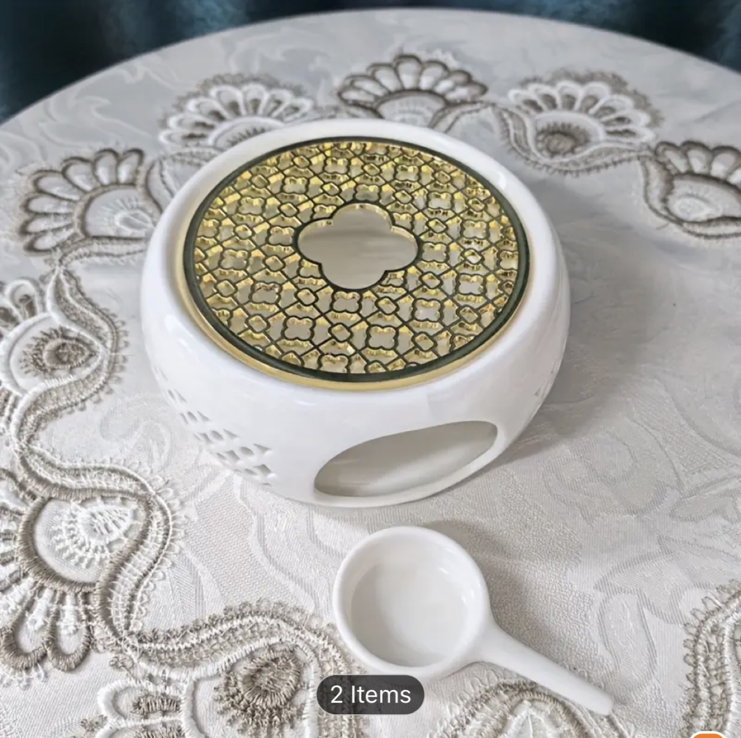 Brand New-Tea Warmer with Teapot, Spoon, Ceramic & Zinc Alloy - photo 2