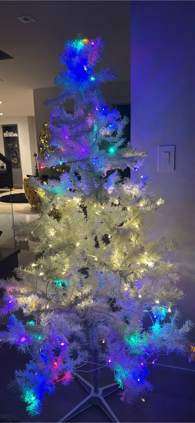 White Christmas Tree 5ft with Lights image indicator(2)