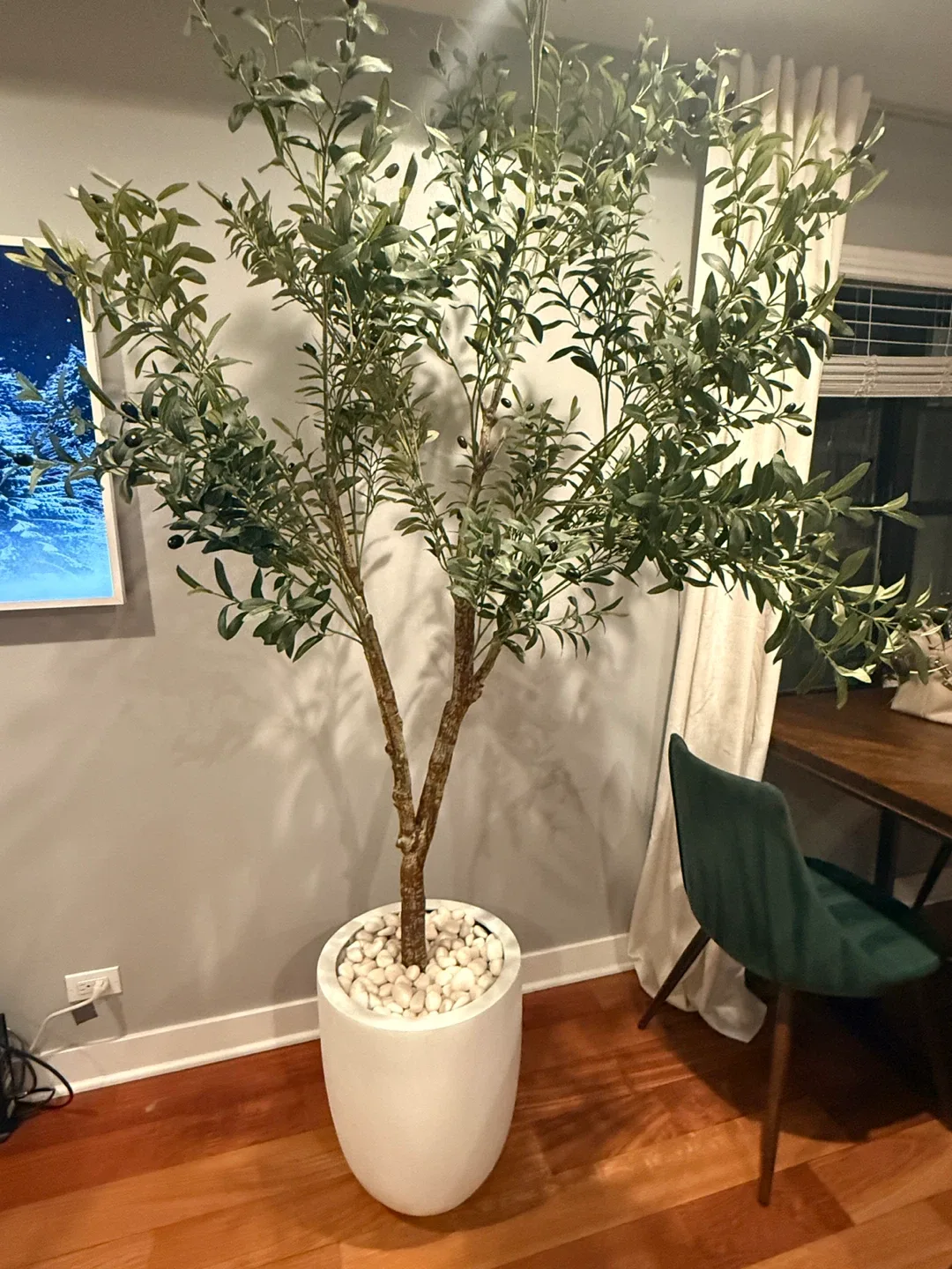 Faux Olive Tree in White Pot