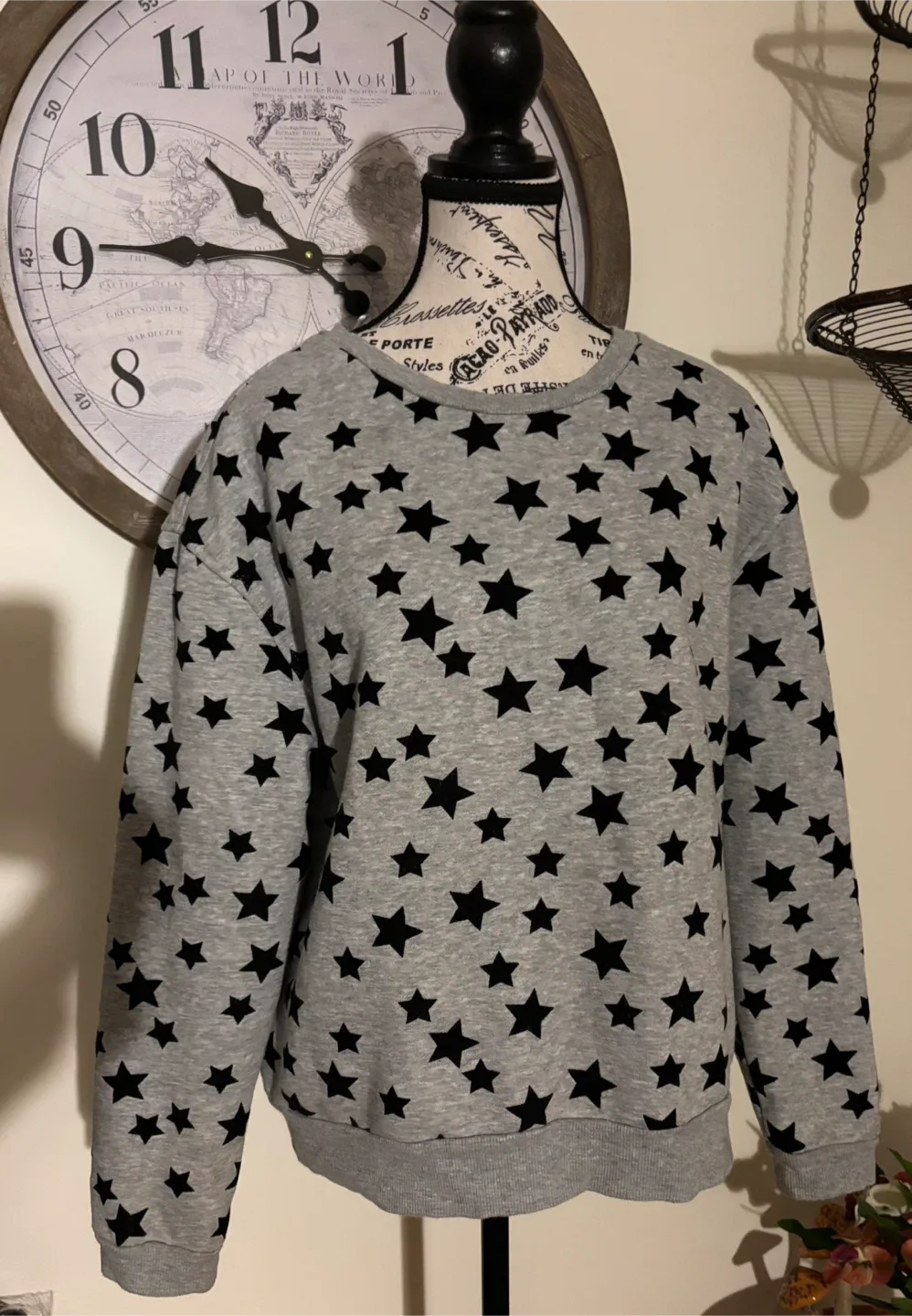 Grey Star Print Sweatshirt