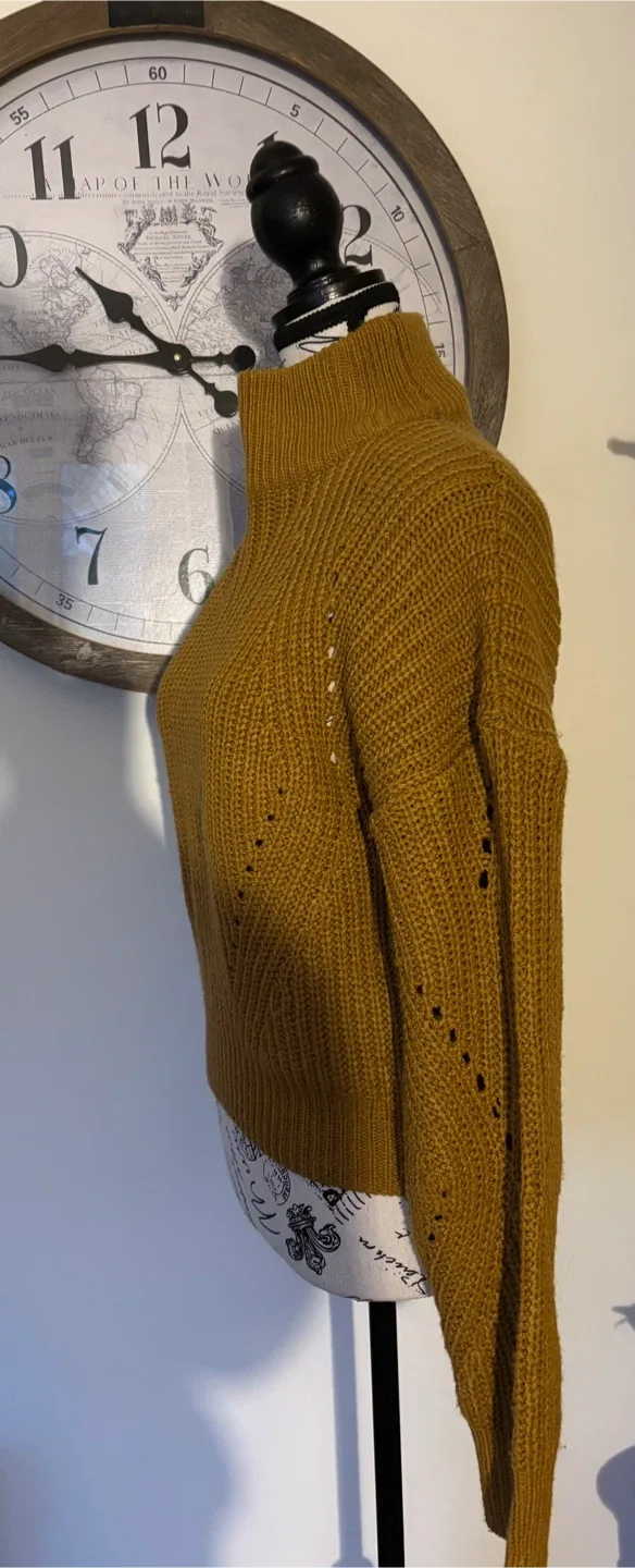 Poof Apparel Mustard Yellow Knit Sweater image indicator(3)
