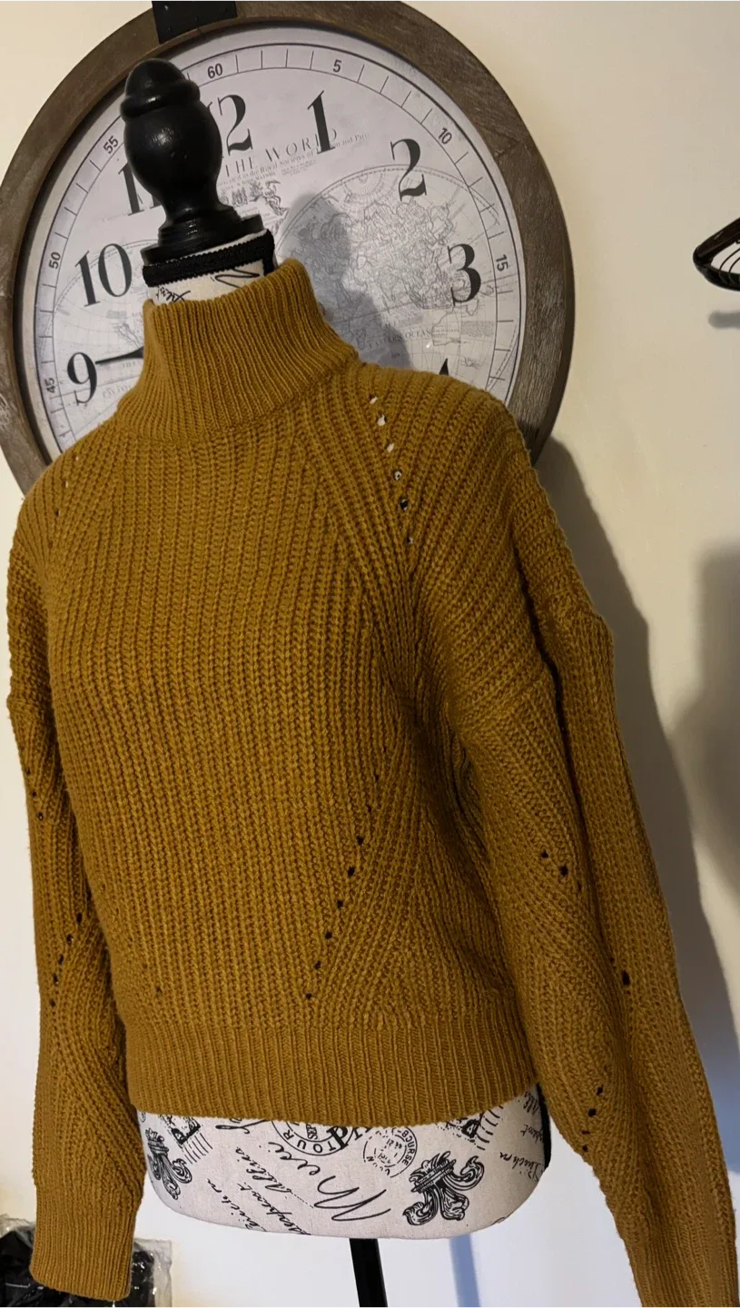 Poof Apparel Mustard Yellow Knit Sweater image indicator(5)