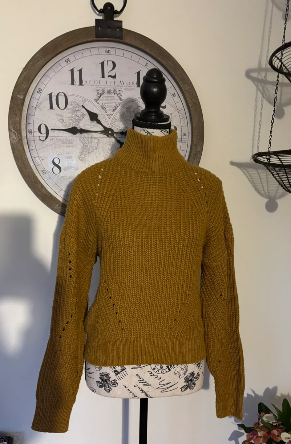 Poof Apparel Mustard Yellow Knit Sweater image indicator(6)