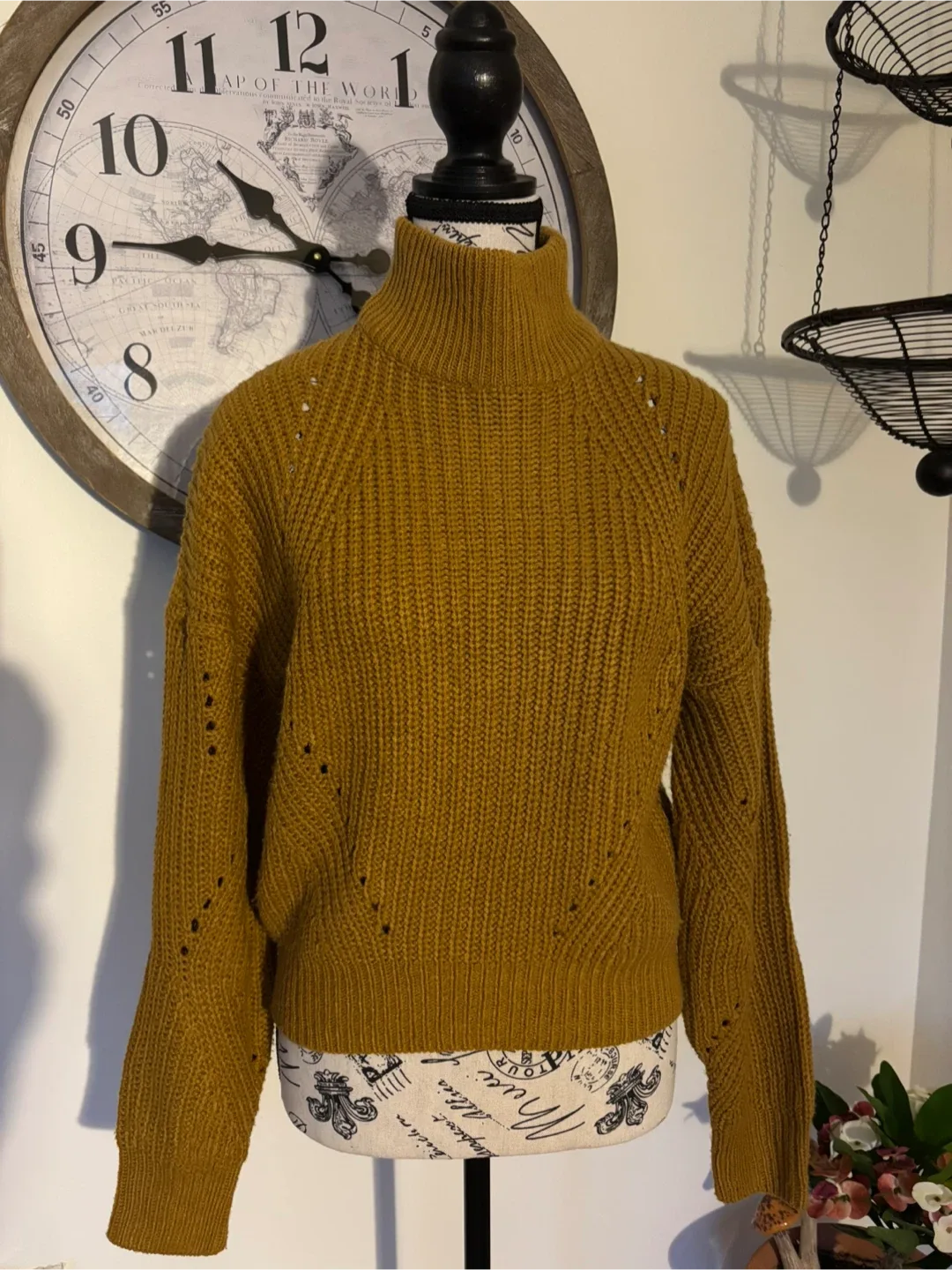 Poof Apparel Mustard Yellow Knit Sweater