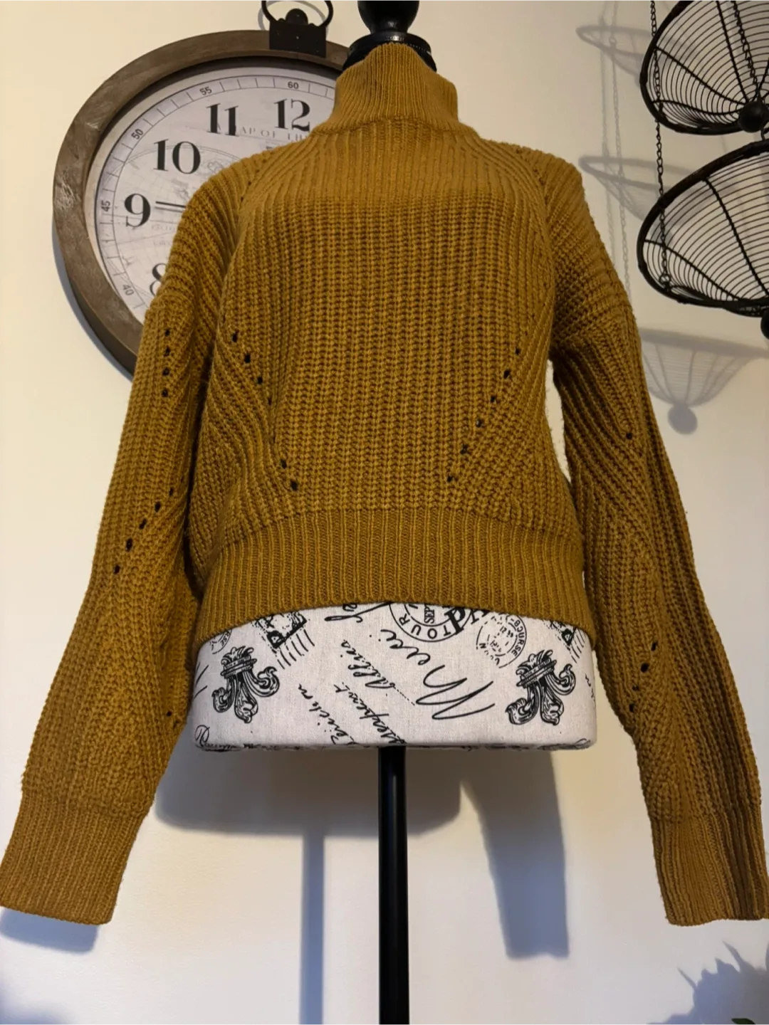 Poof Apparel Mustard Yellow Knit Sweater image indicator(2)