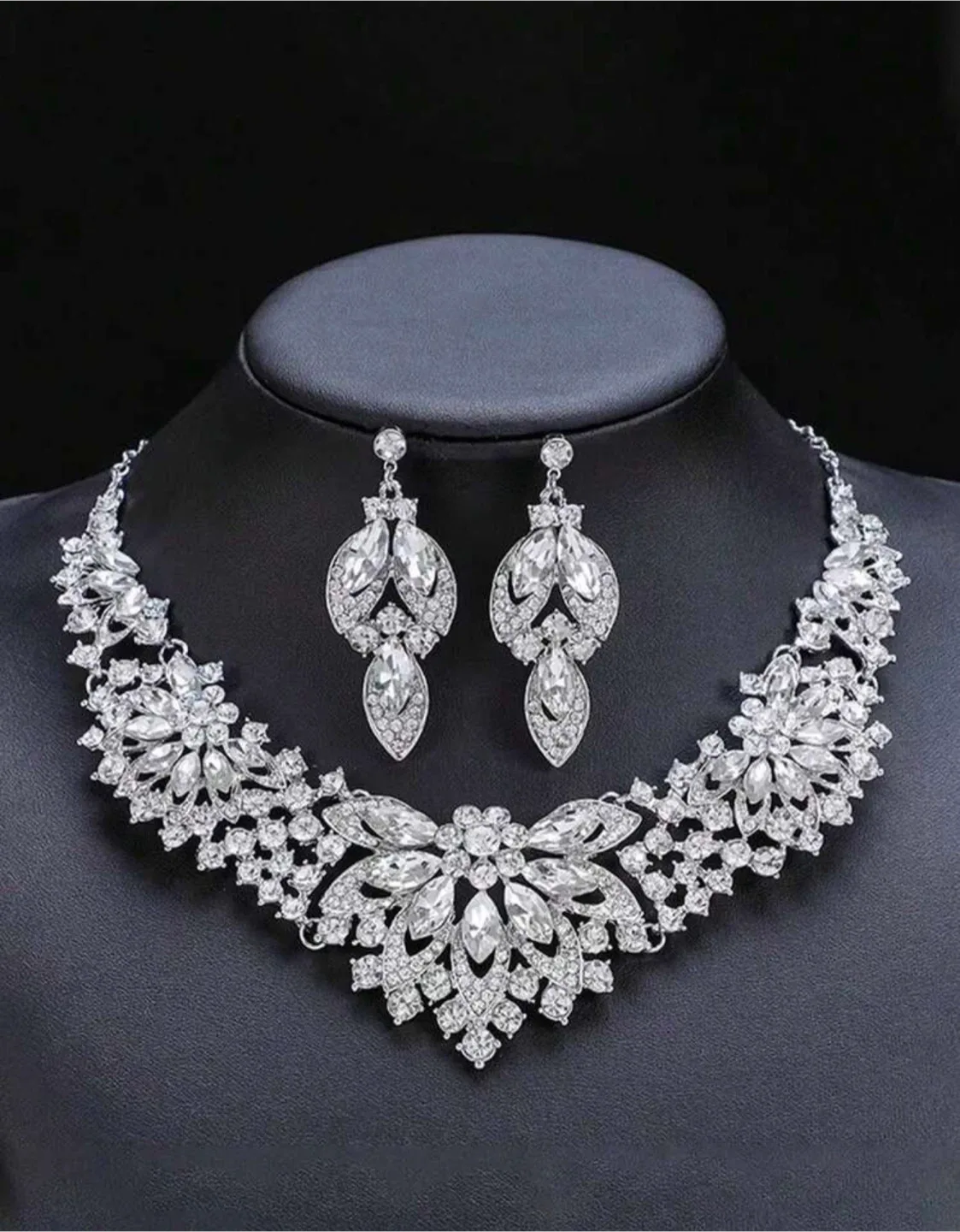 Rhinestone Necklace & Earrings Set