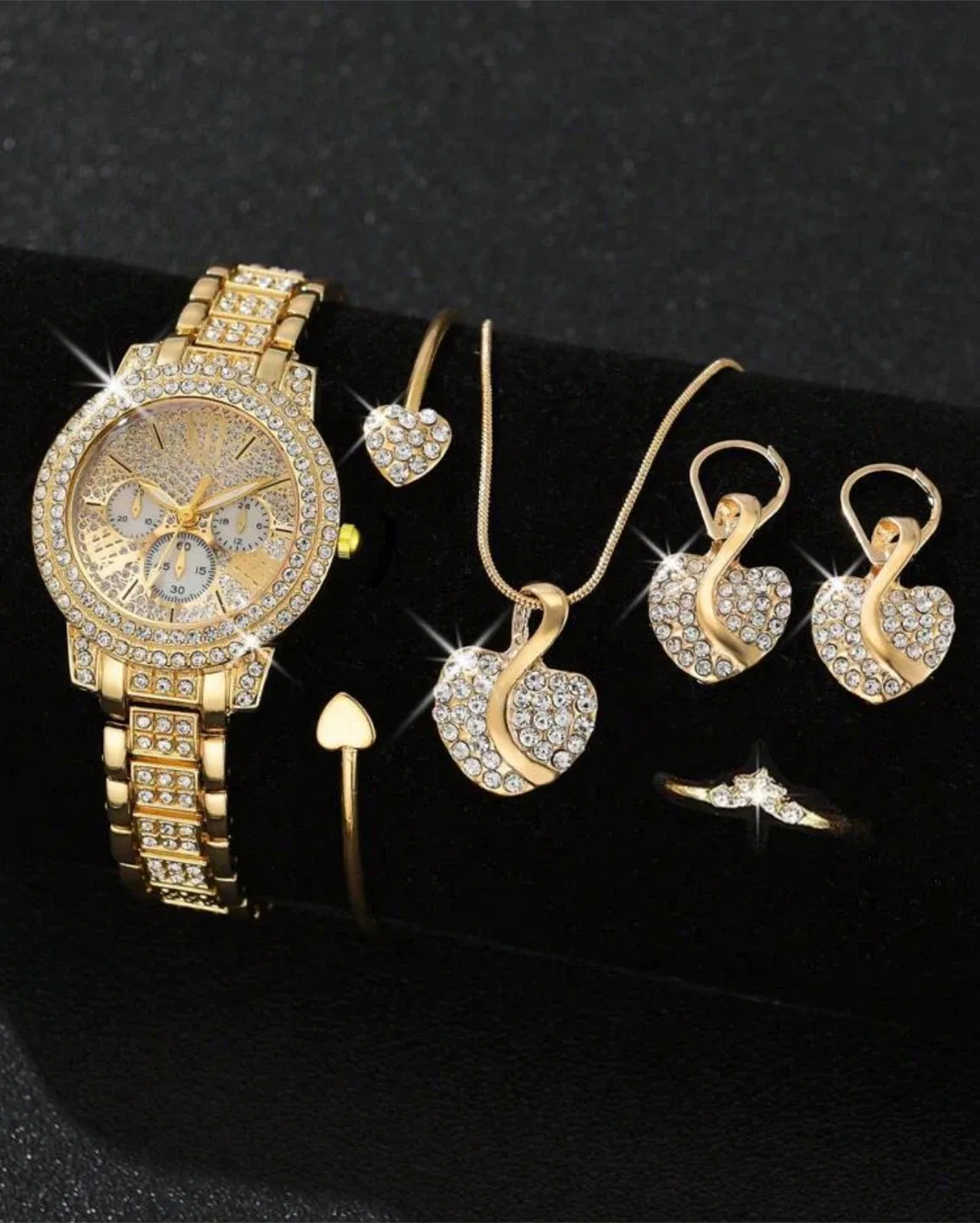 Gold Tone Watch & Jewelry Set