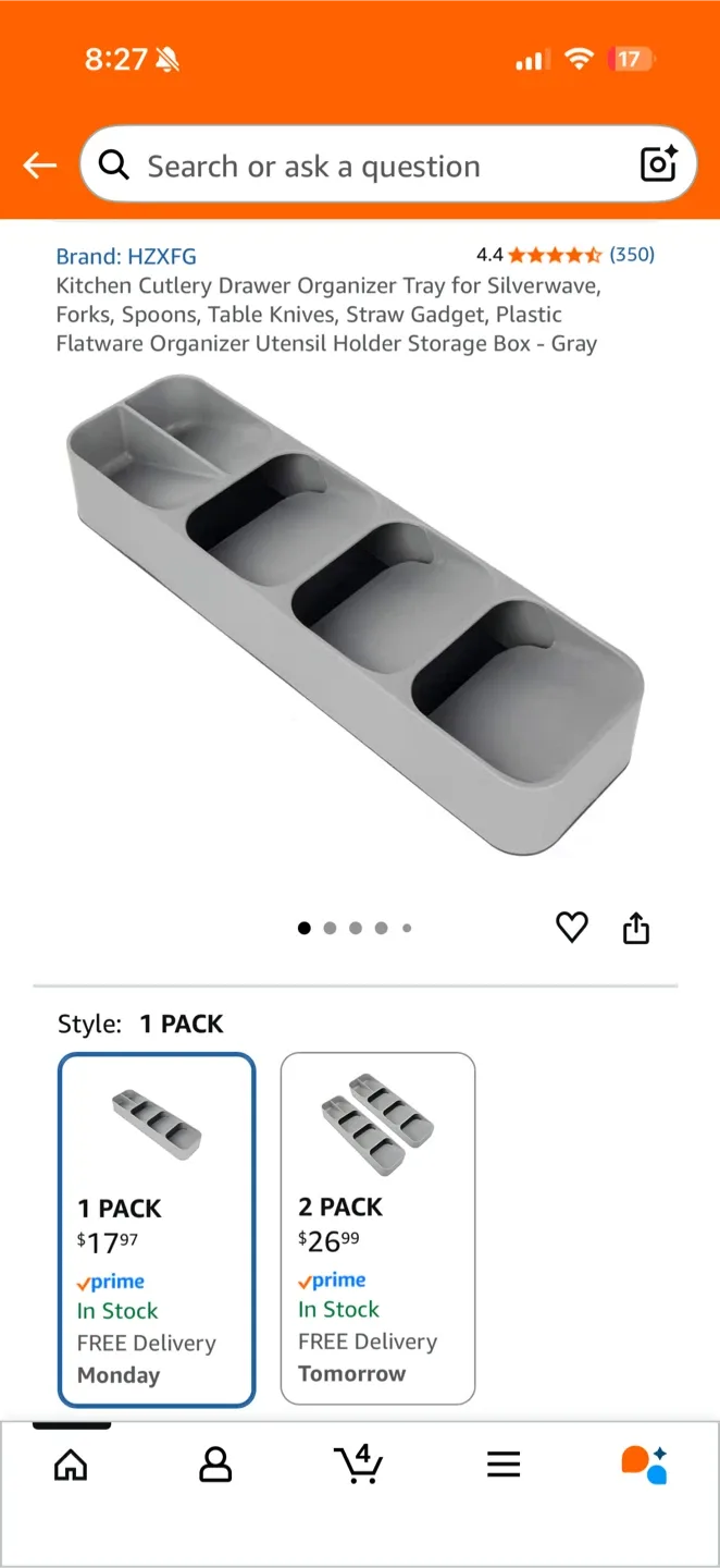 Like New Kitchen Drawer Organizer - Grey