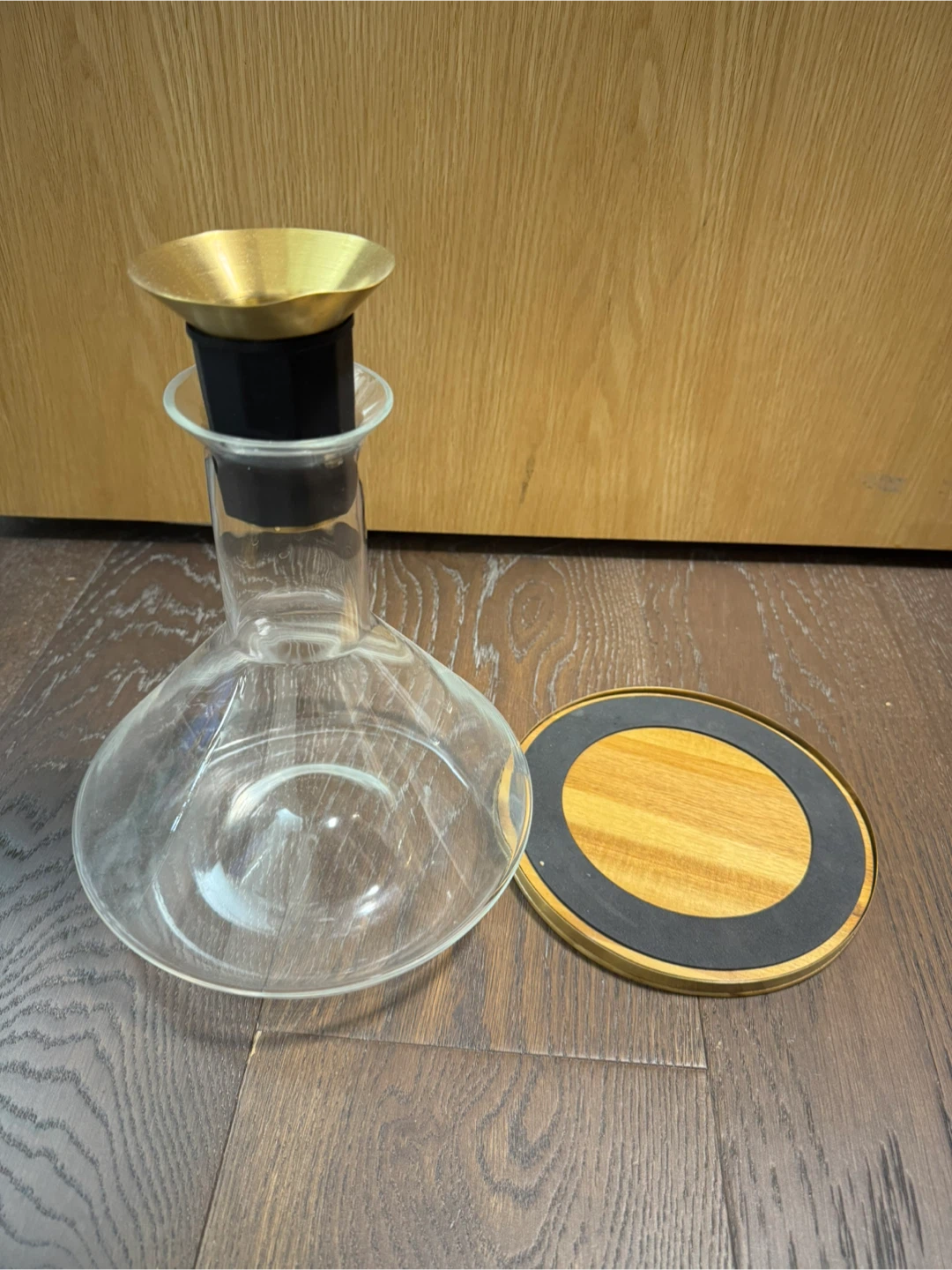 Wine Decanter with Wood and Brass Accents - photo 3