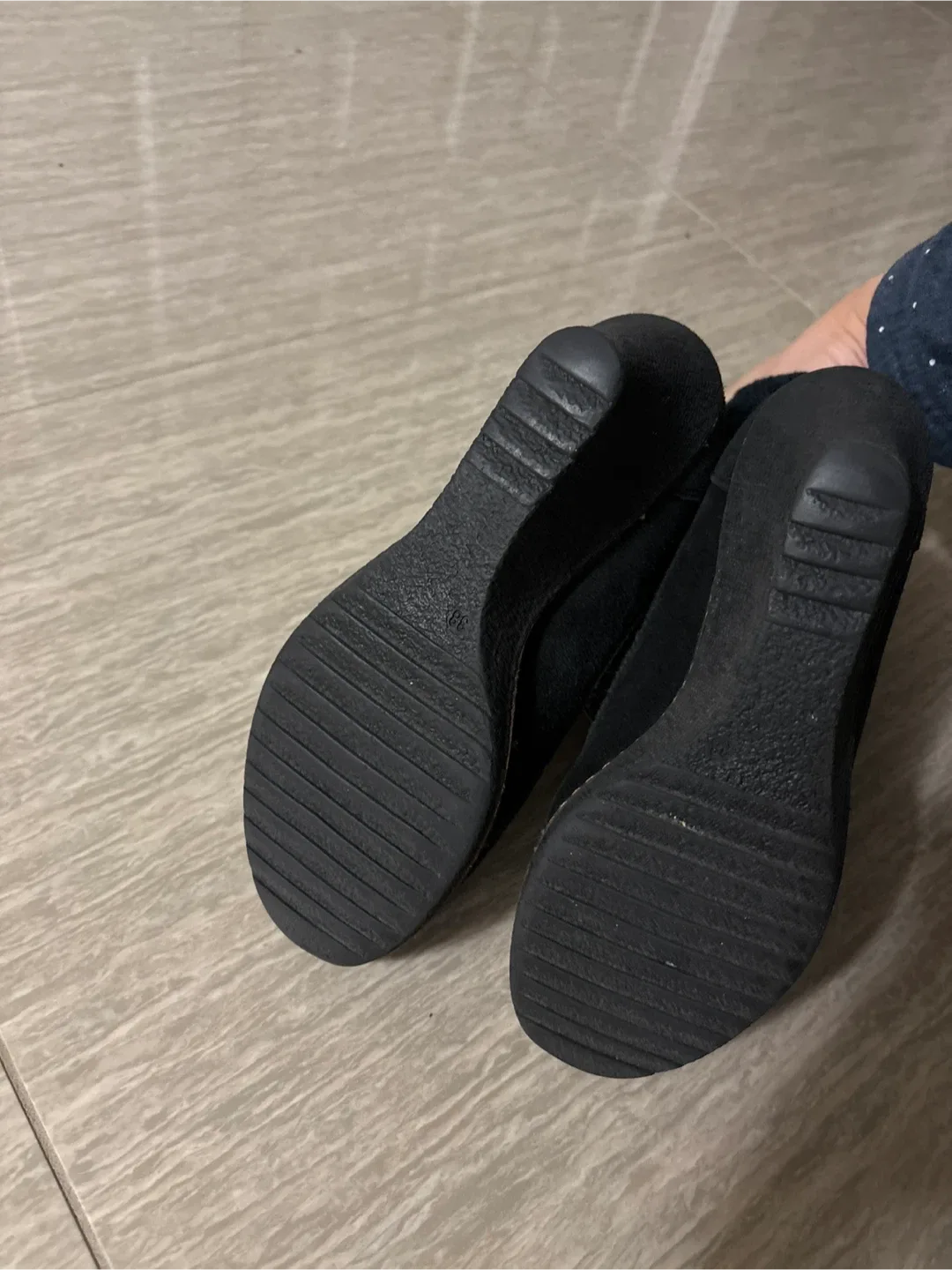 Black Wedge Ankle Boots, Size 7 image indicator(4)