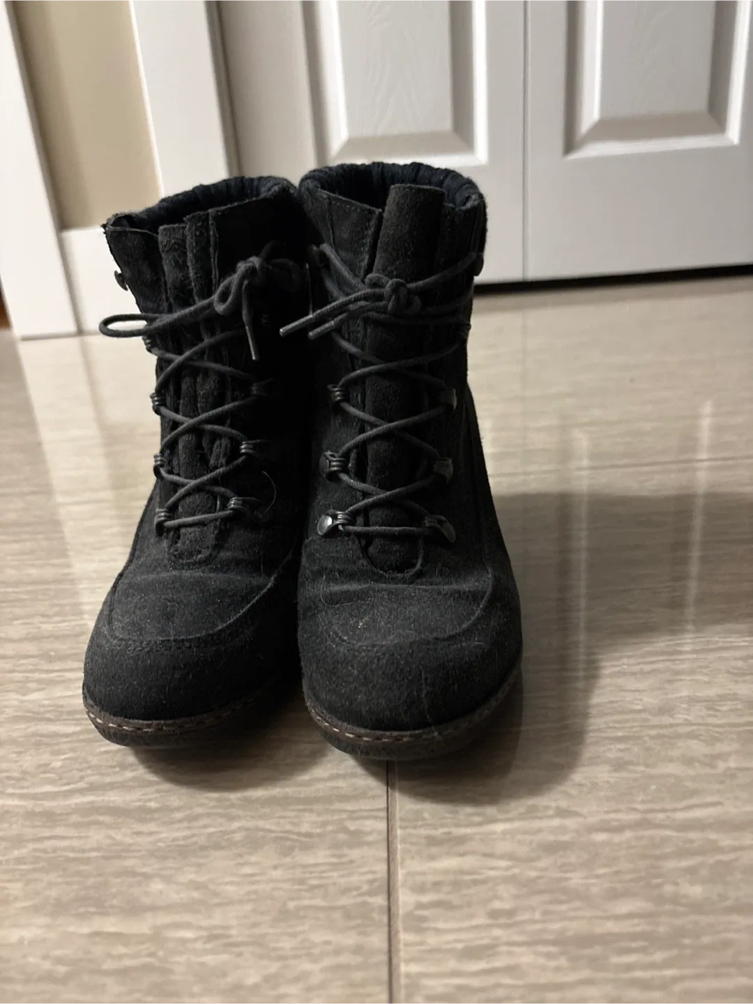 Black Wedge Ankle Boots, Size 7 image indicator(2)