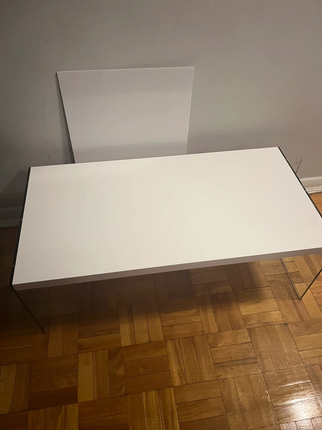 High gloss white with 2 side glass panel coffee table - photo 3