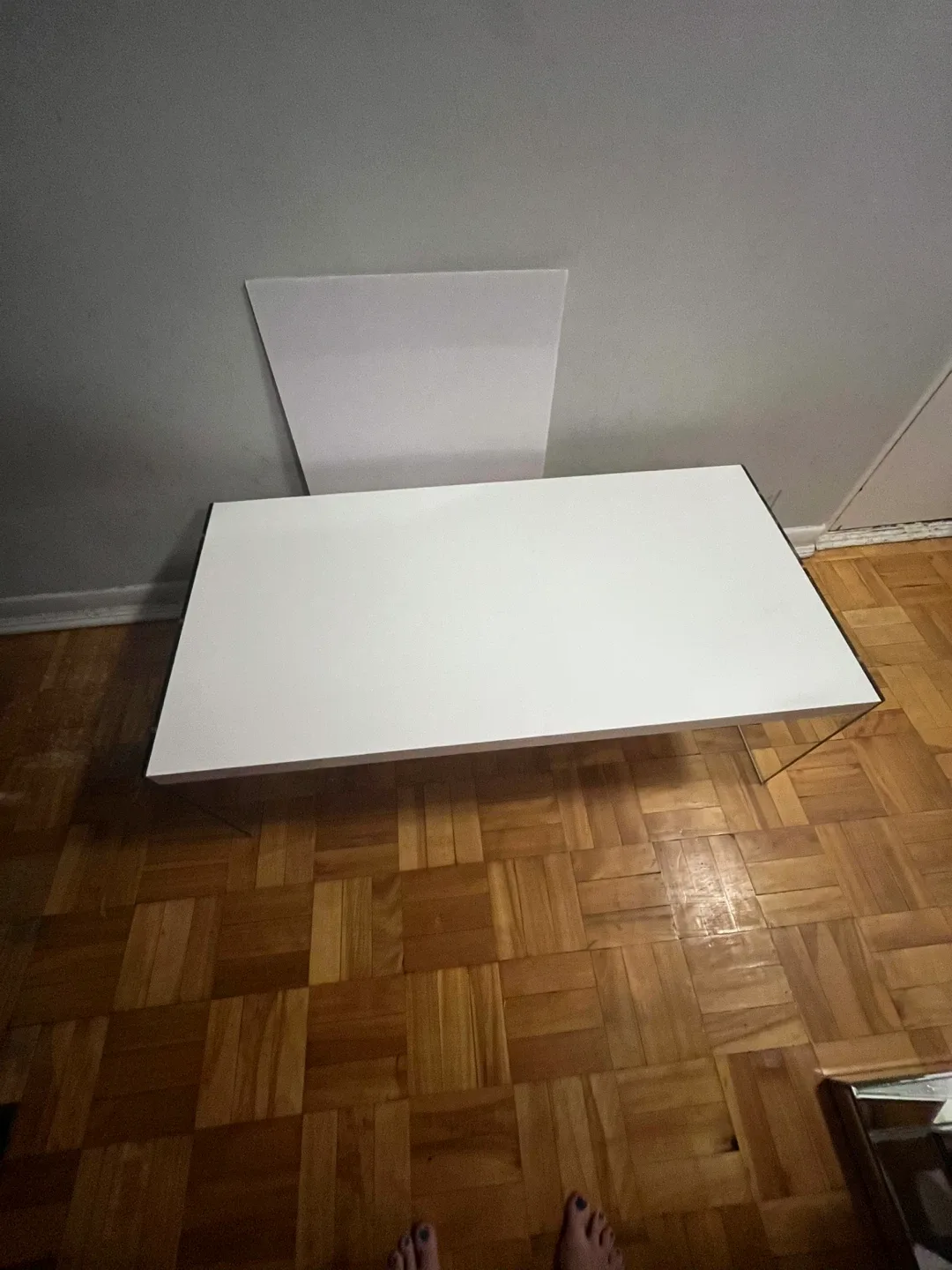 High gloss white with 2 side glass panel coffee table image indicator(7)