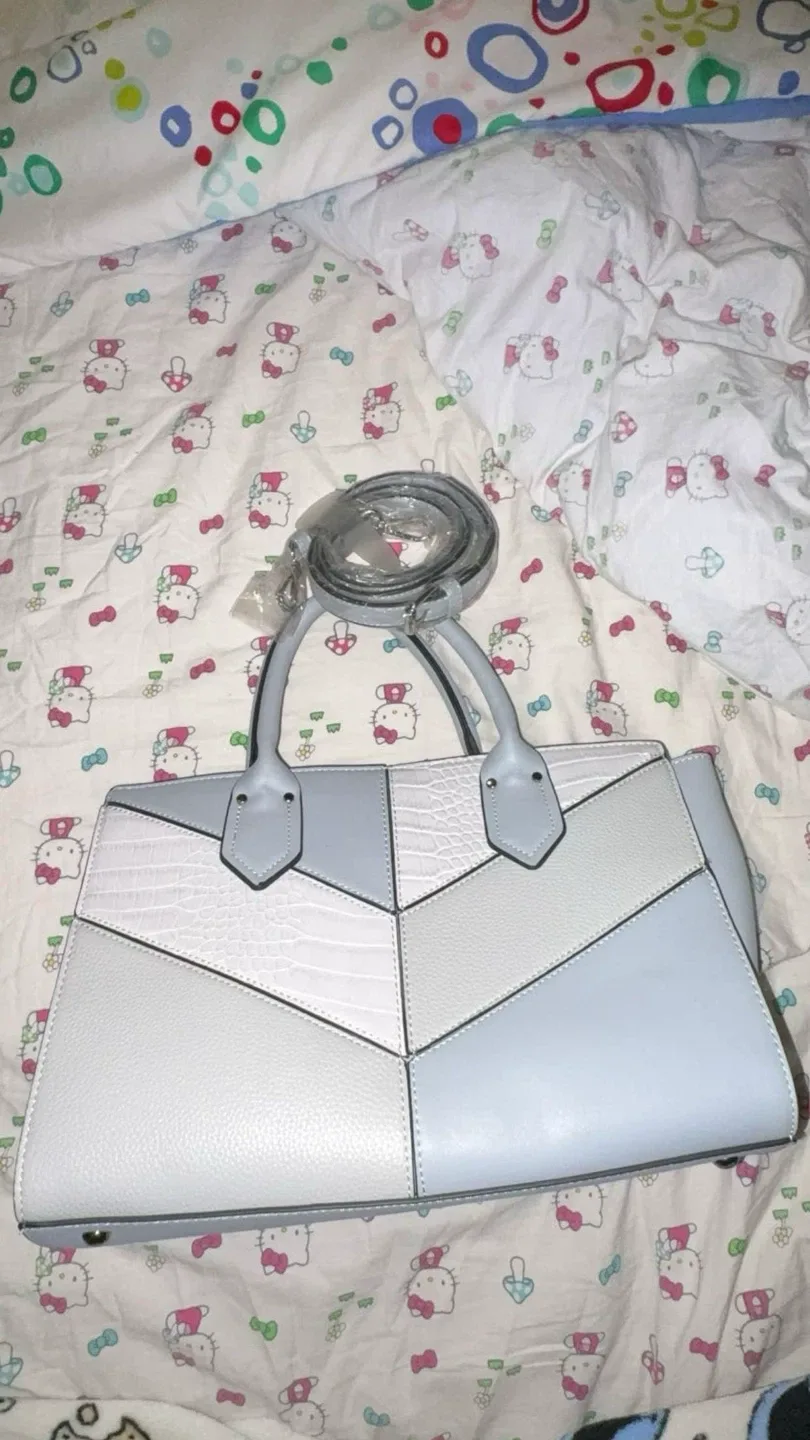 Light grey & White Geometric Bag