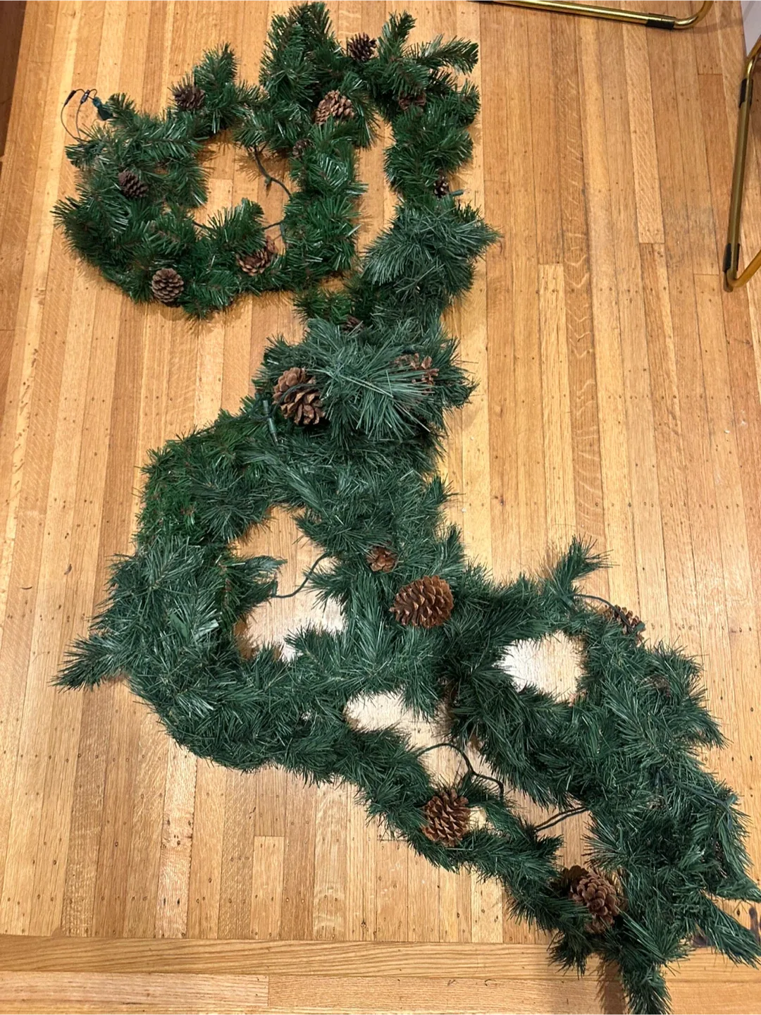 Christmas Garland with Pine Cones & white lights