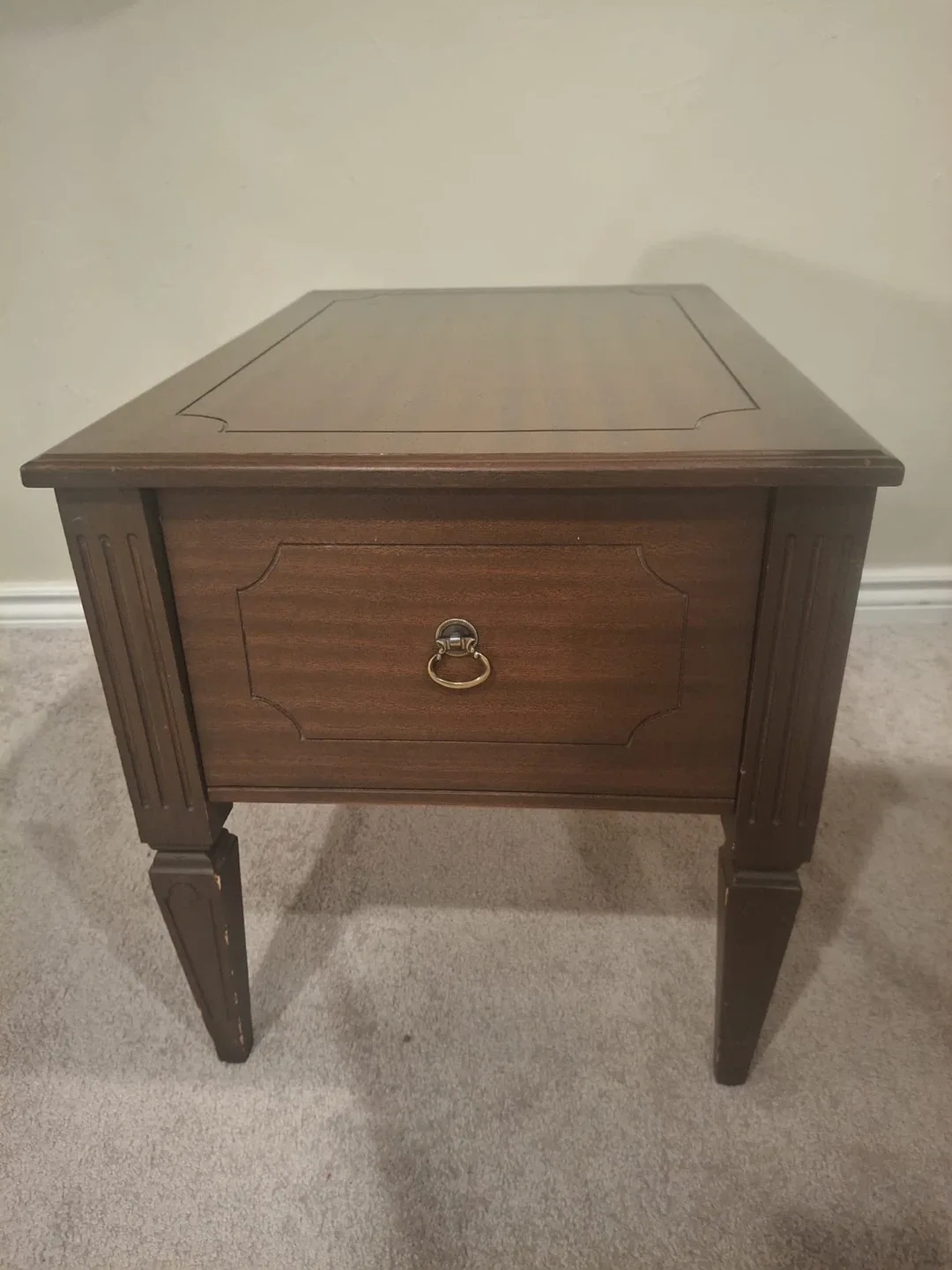 Brown Wood Side Table with Storage