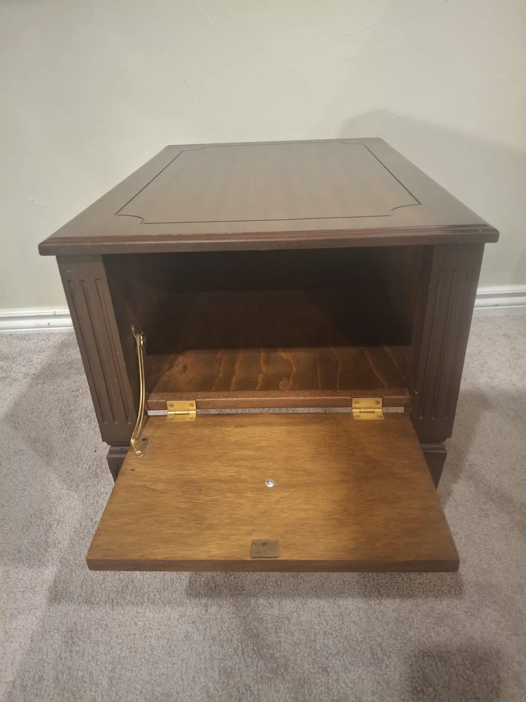 Brown Wood Side Table with Storage - photo 3