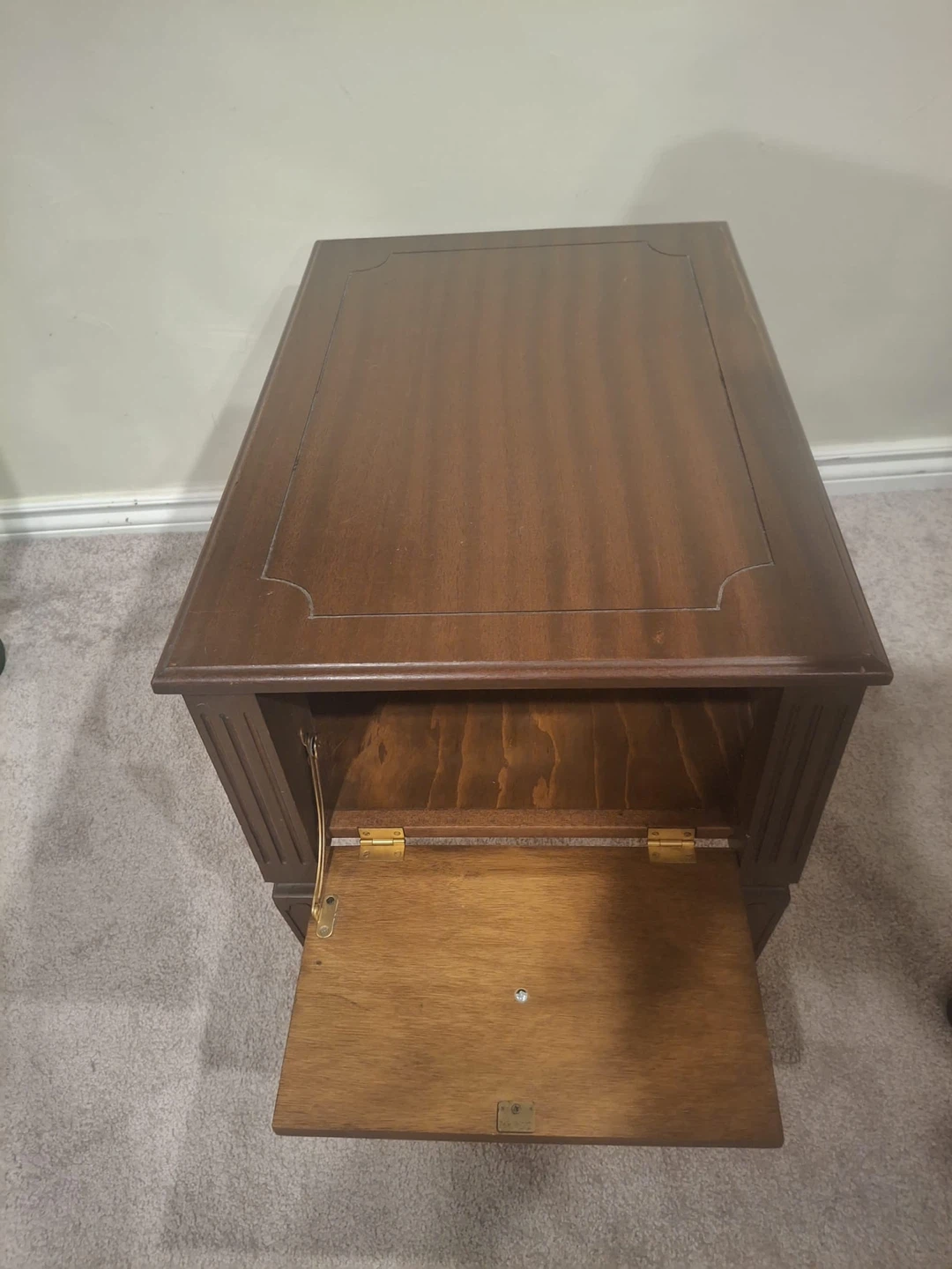 Brown Wood Side Table with Storage - photo 2