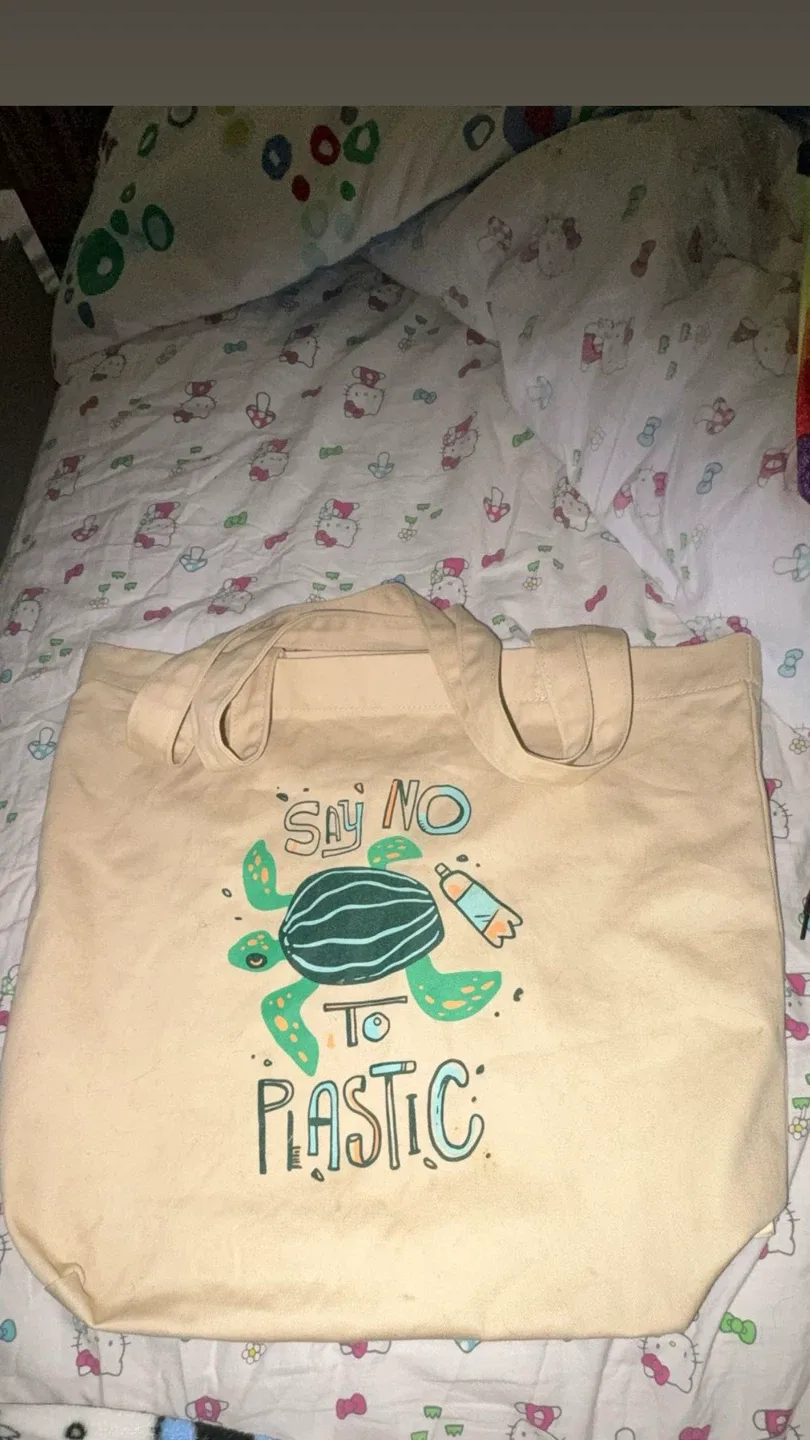 Beige Tote Bag - Say No to Plastic