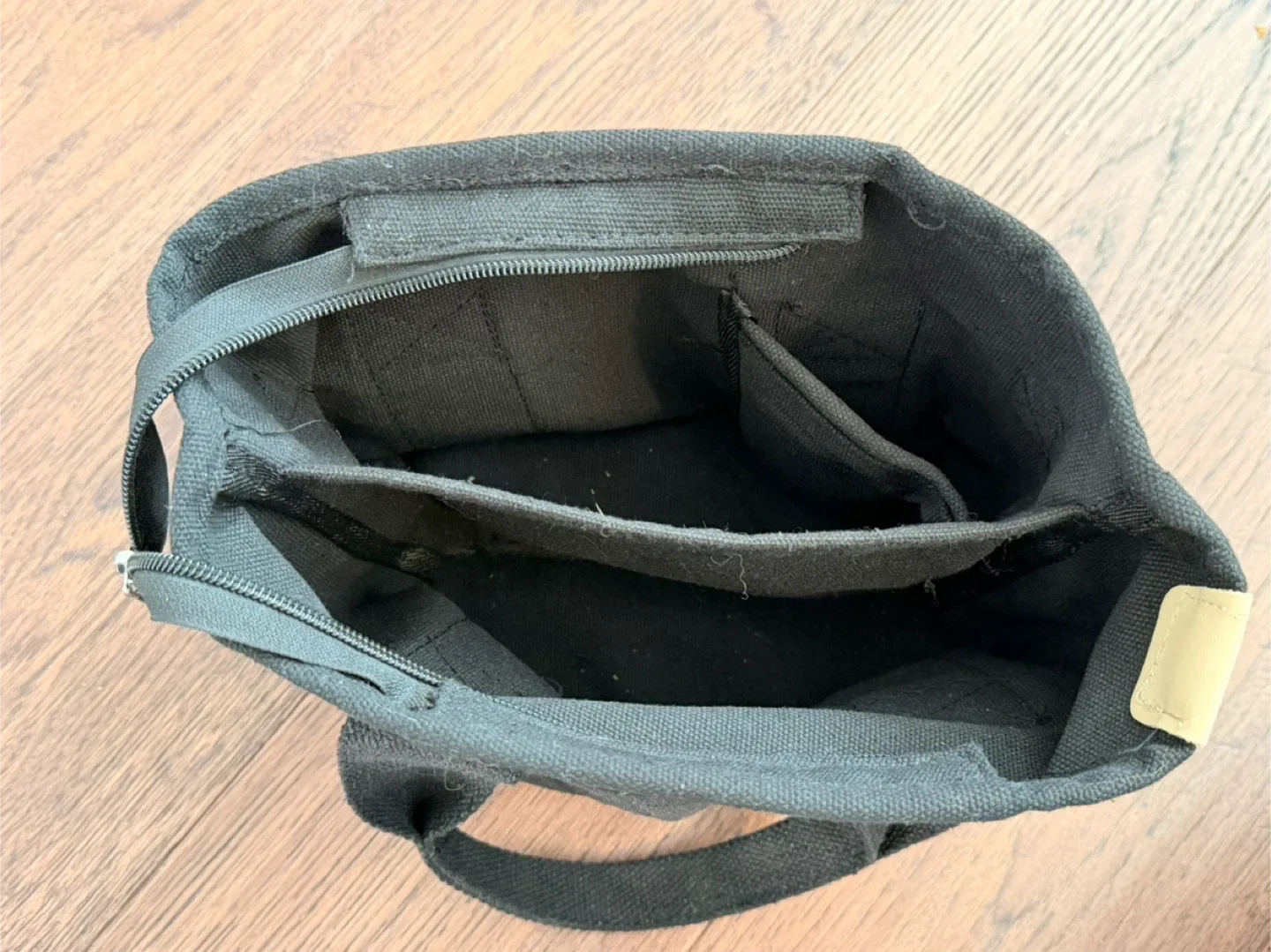 Small Black Canvas Tote Bag with Shoulder Strap image indicator(5)