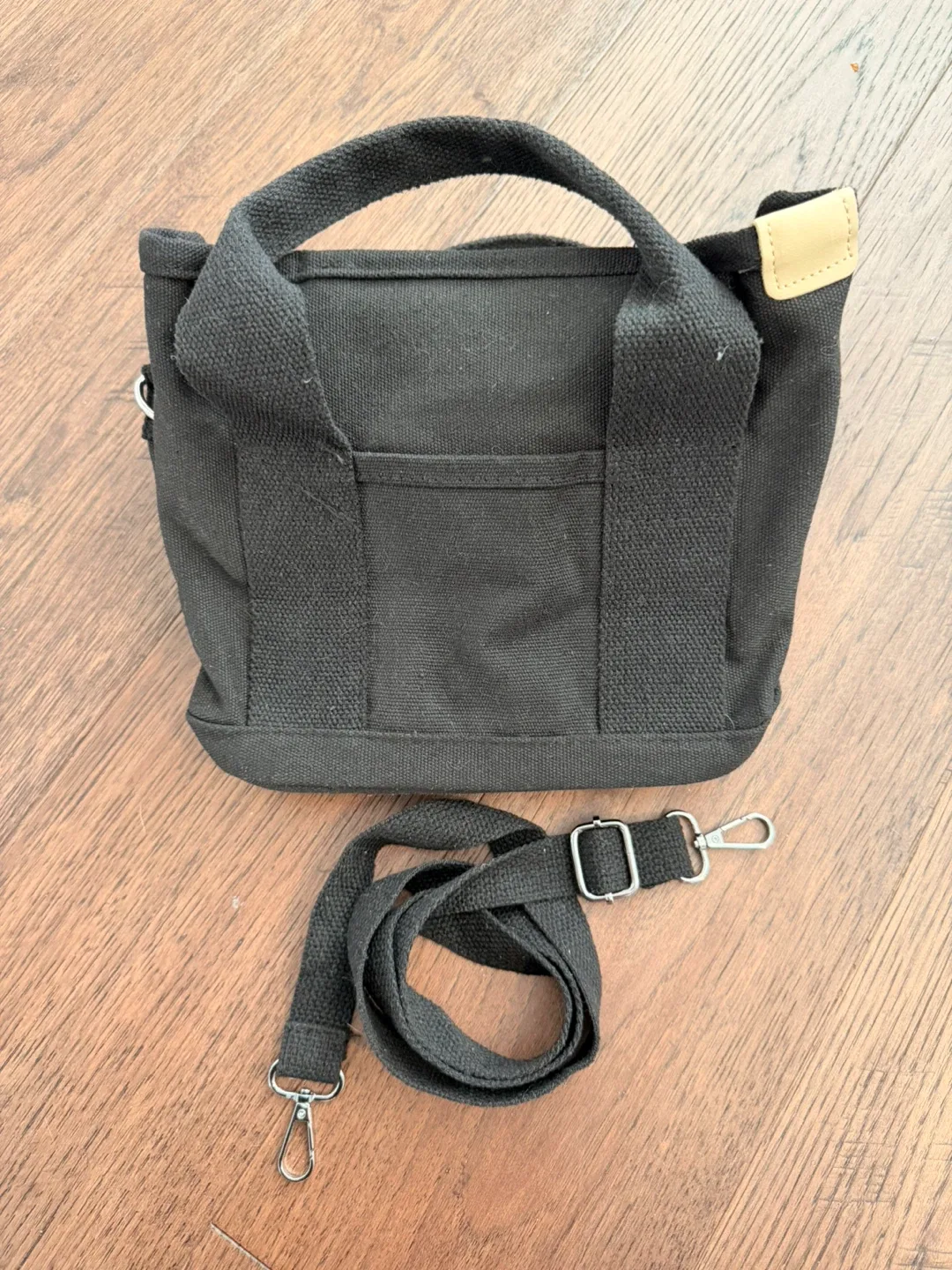 Small Black Canvas Tote Bag with Shoulder Strap image indicator(2)