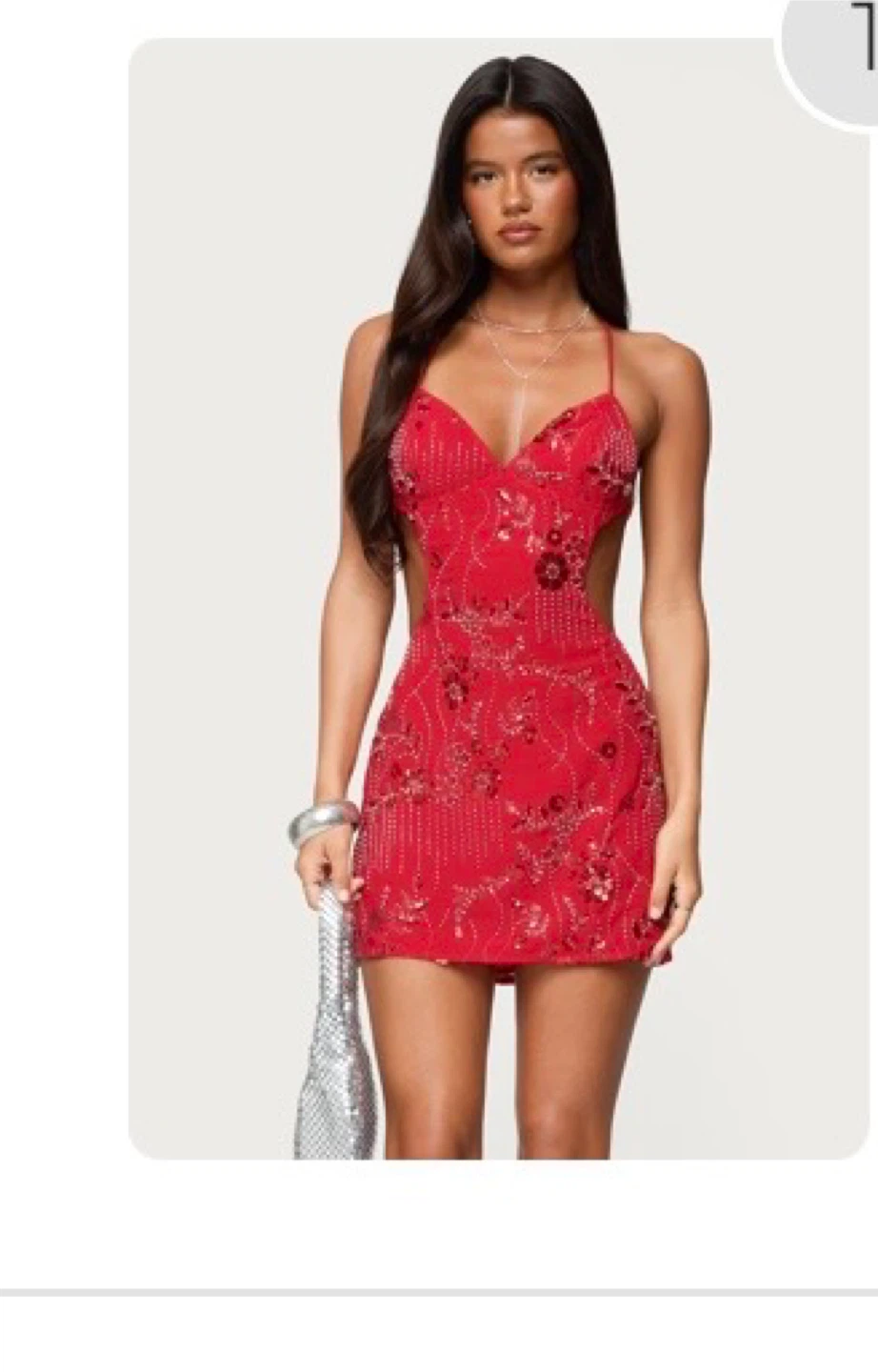 Red Beaded Mini Dress- edikted