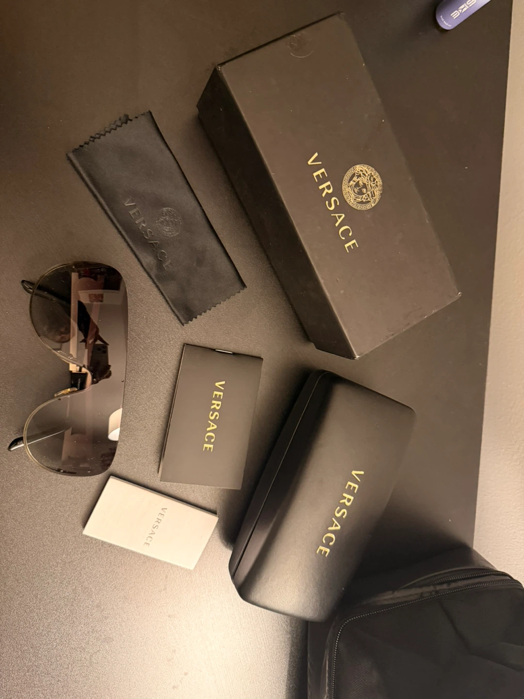 Versace Rock icons visor sunglasses in pale gold grey