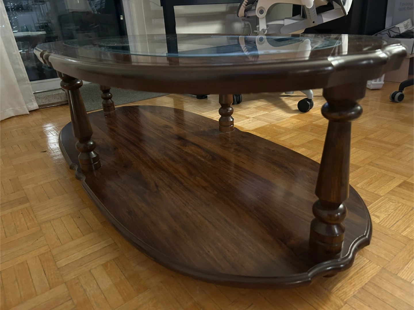 Oval Wood & Glass Coffee Table - photo 2