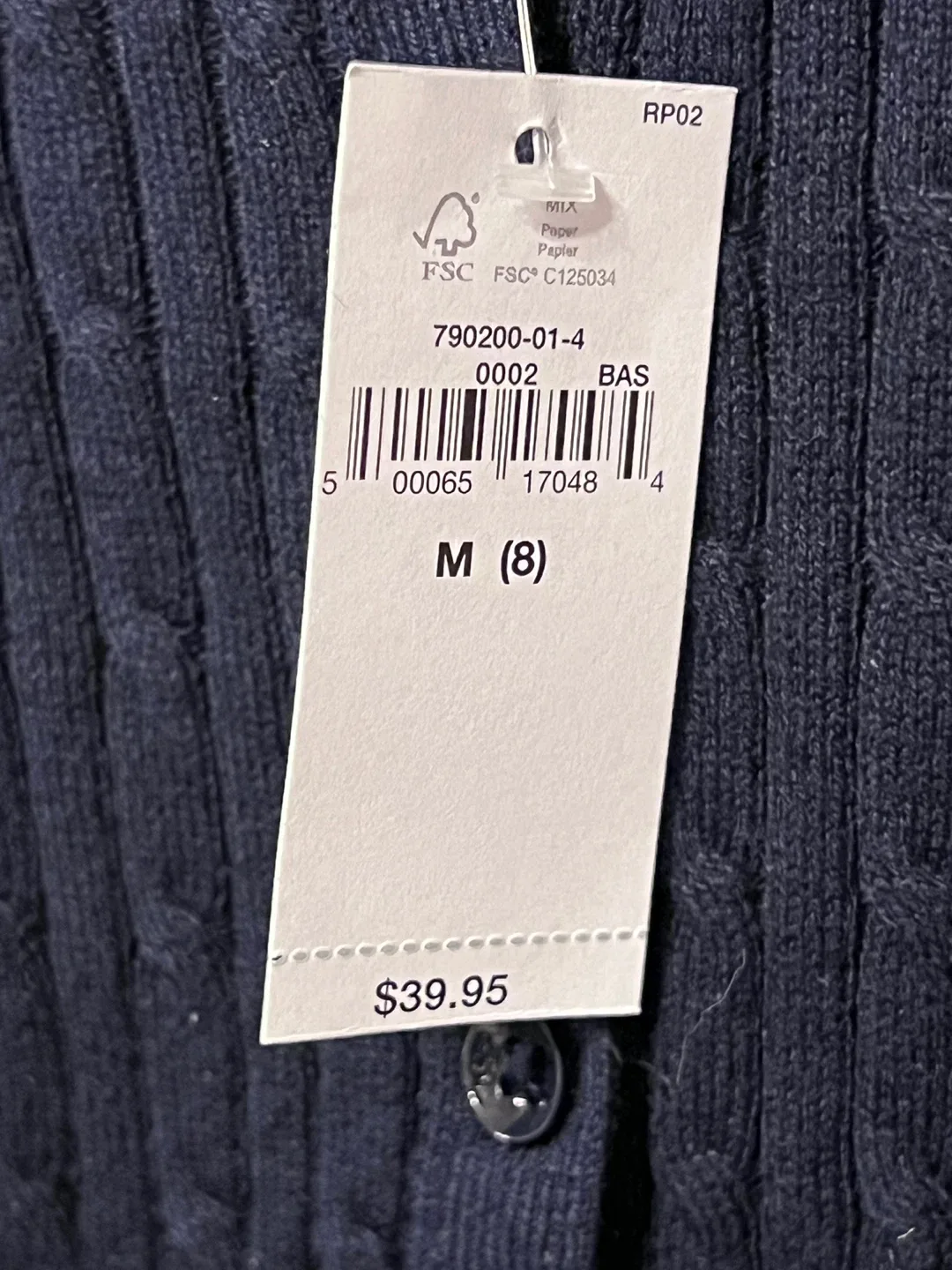 GAP Kids Cable-Knit Cardigan – Navy – Size M (8) image indicator(3)