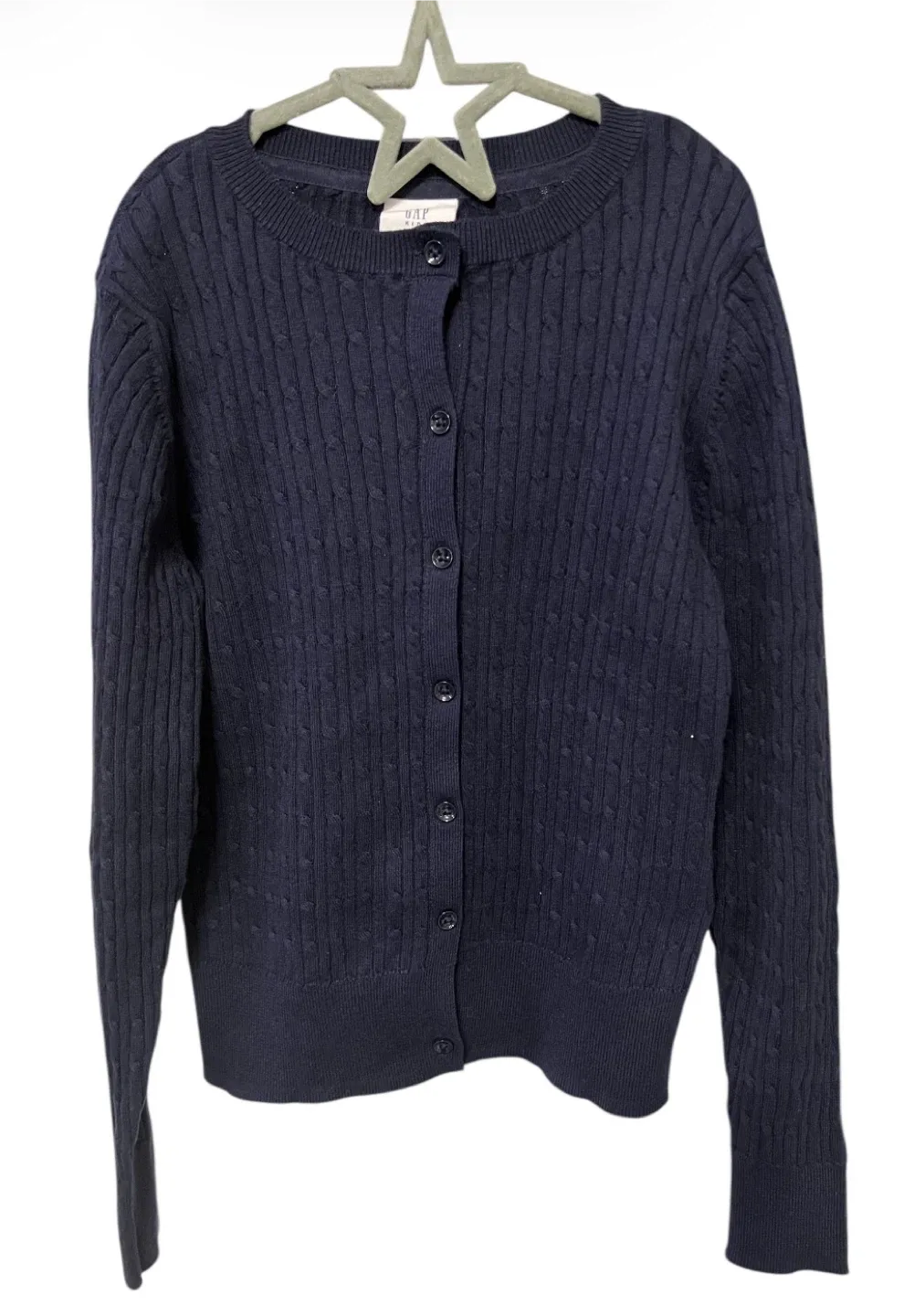 GAP Kids Cable-Knit Cardigan – Navy – Size M (8)