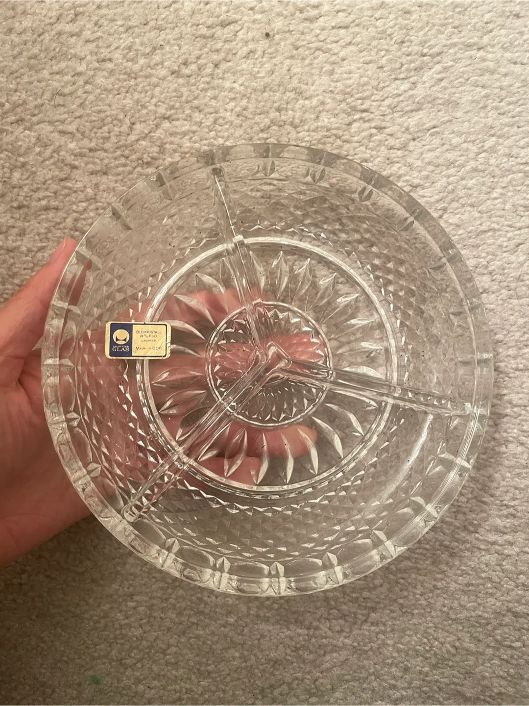 Vintage Lausitzer Glas Crystal Divided Dish