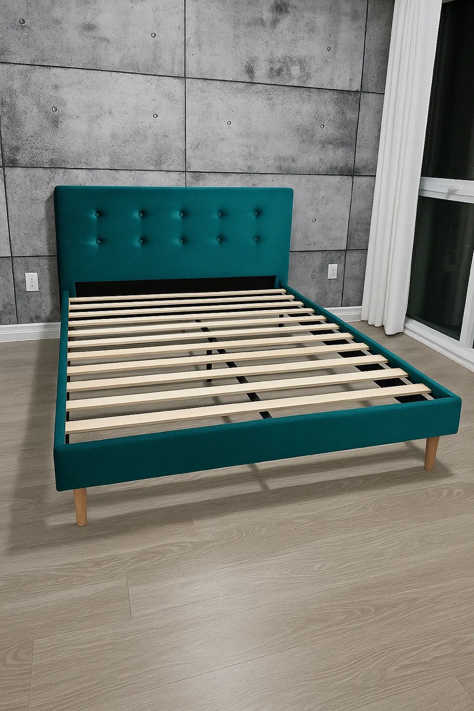 Teal Tufted Platform FULL size Bed Frame