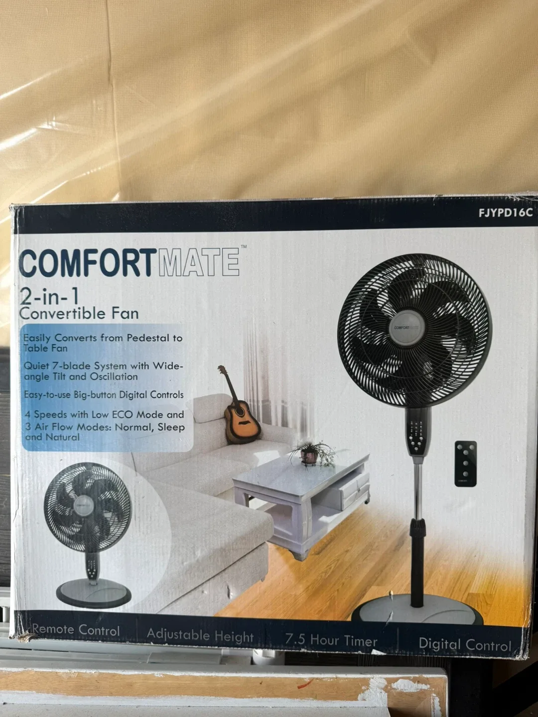 ComfortMate 2-in-1 Digital Pedestal/Table Fan w/ Remote Control