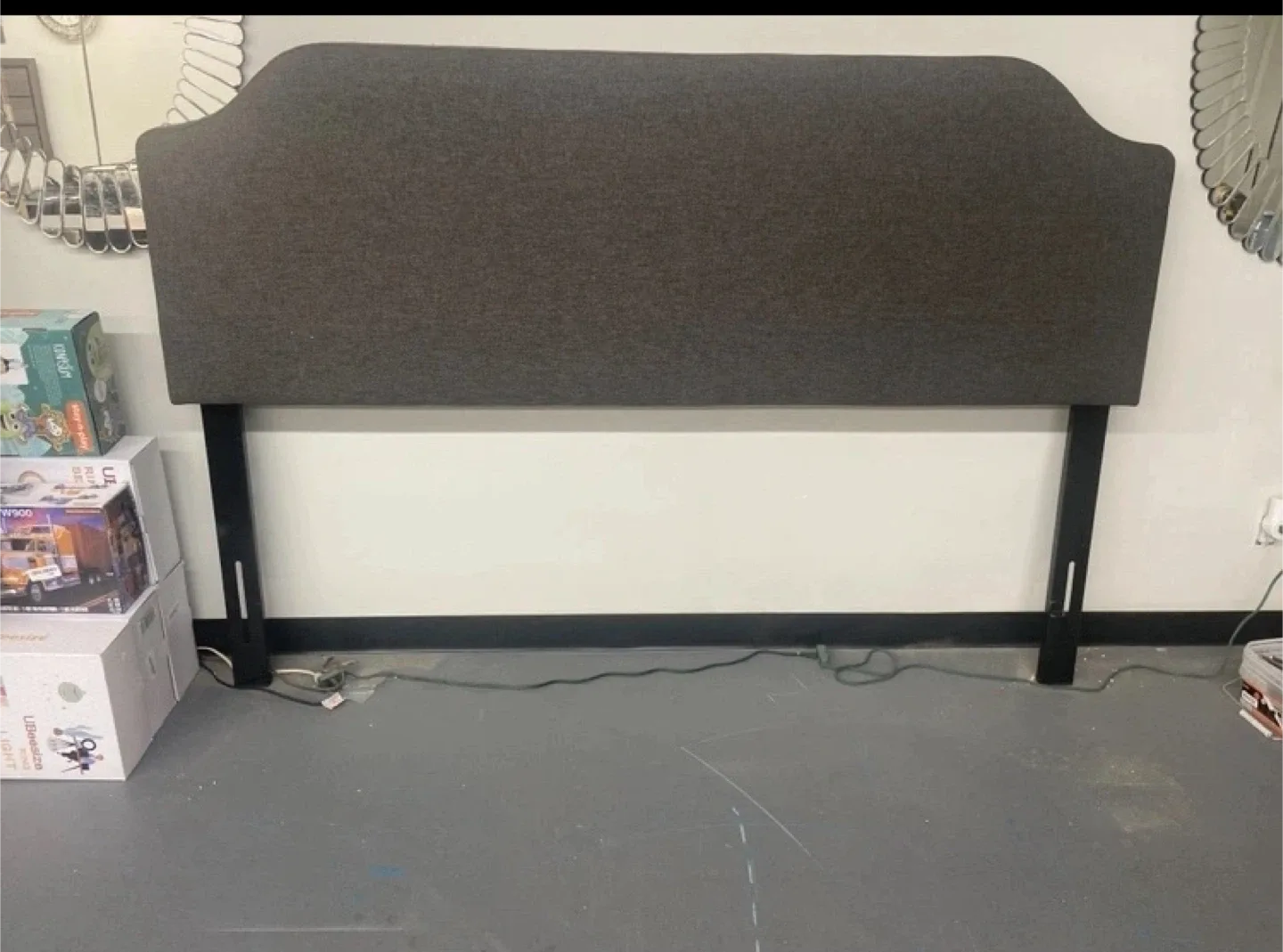 King size Upholstered Headboard - Grey