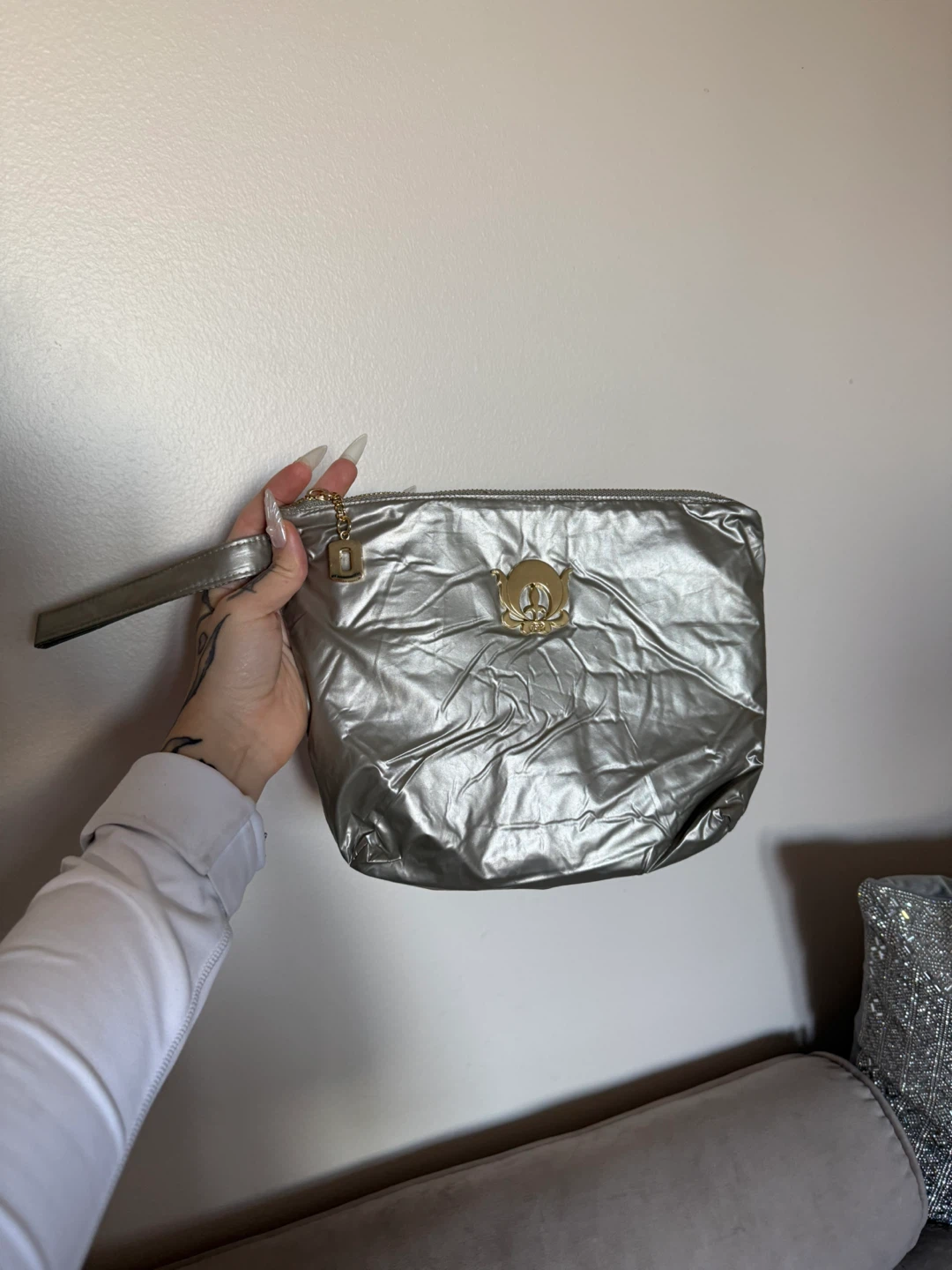 Silver Wristlet Bag