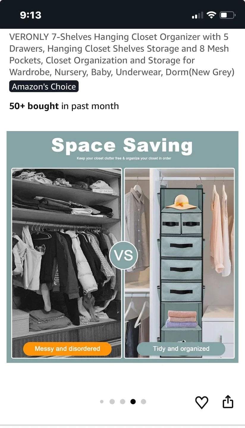 VERONLY 7-Shelves Hanging Closet Organizer image indicator(4)