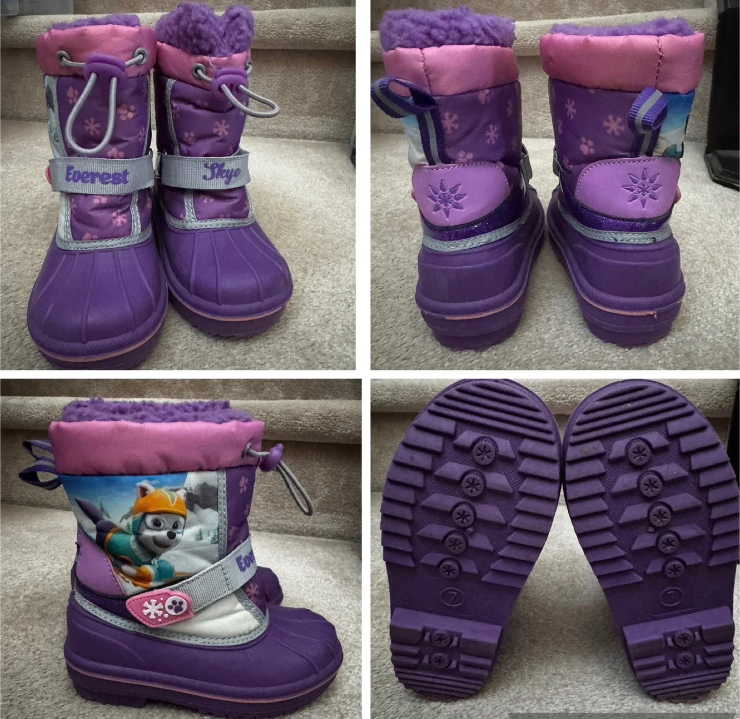 Paw Patrol Purple Winter Boots - Size 7