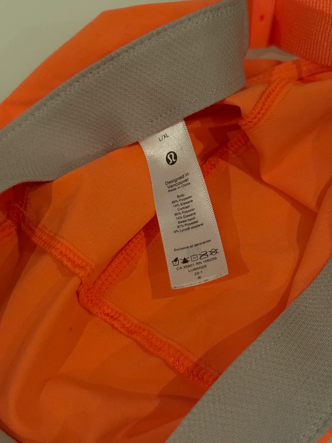Lululemon Blaze Orange Fast Paced Visor L/XL