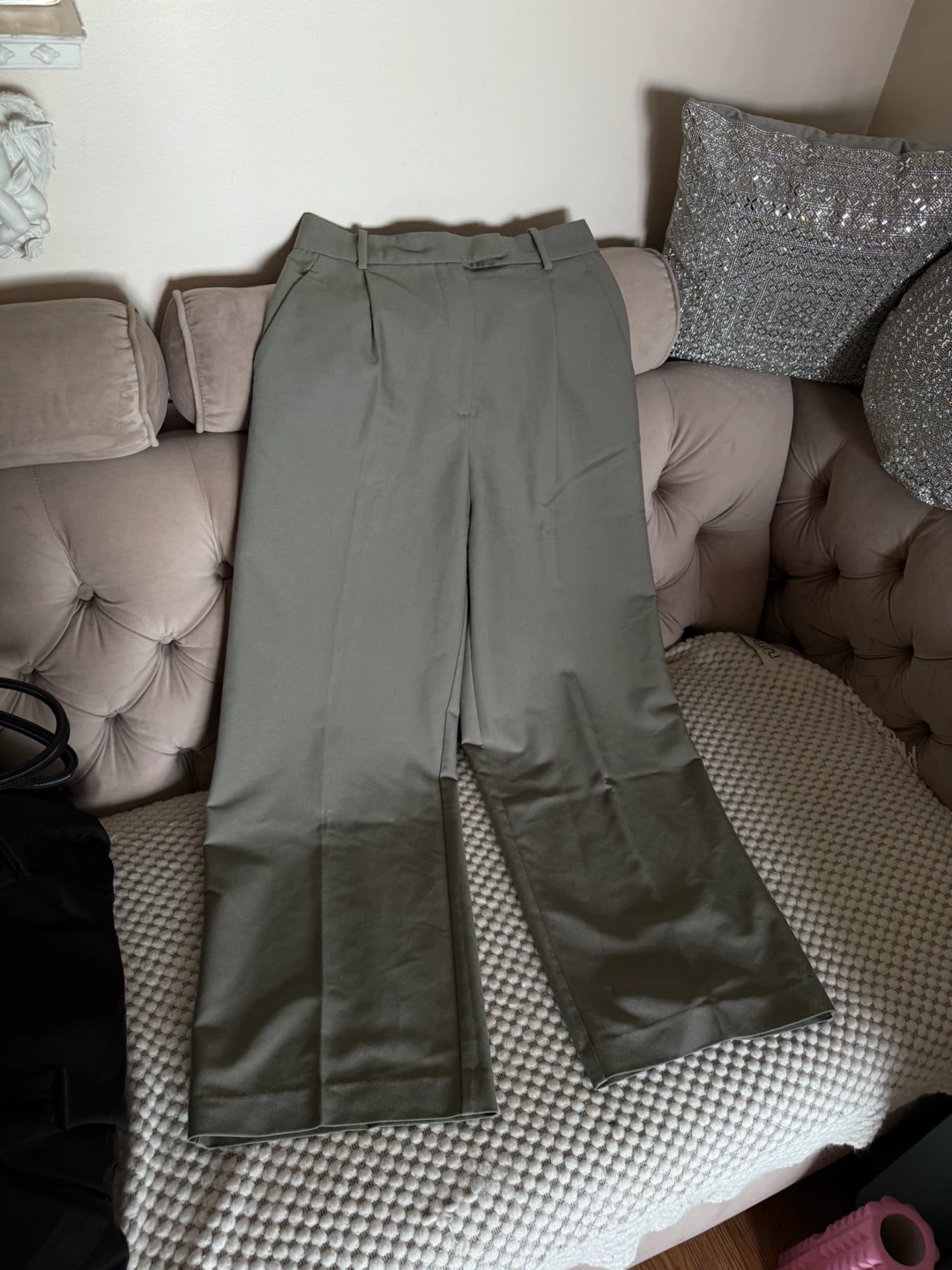 Olive Green Zara Wide Leg Trousers - photo 3