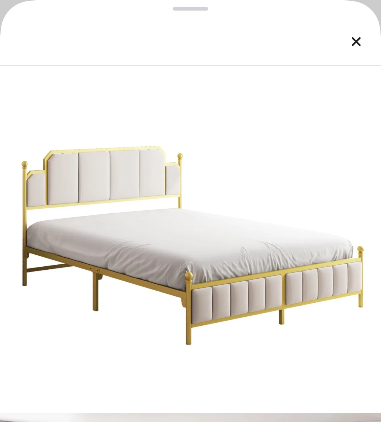 Queen Size Bed Frame - Gold & Cream and Queen Size Mattress - photo 2